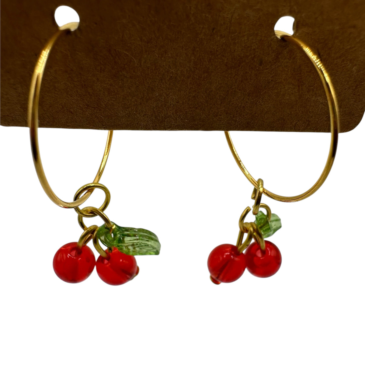 Cherry Bead Charm Earrings