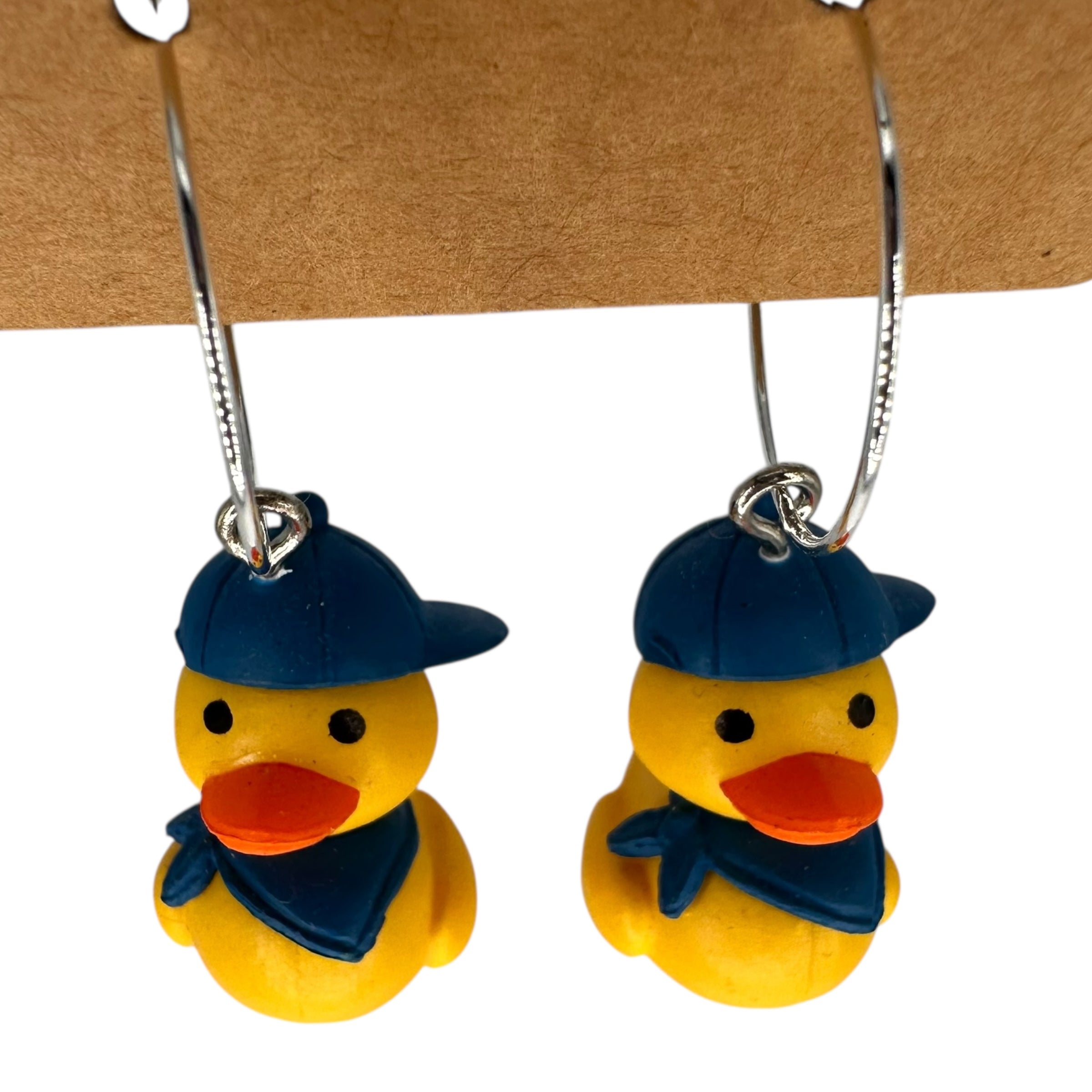 Baseball Cap Duck Charm Earrings