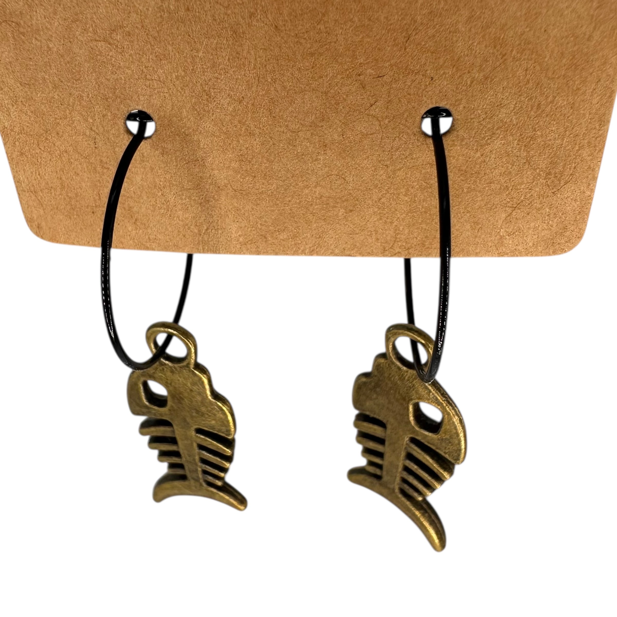 Fish Bones Charm Earrings