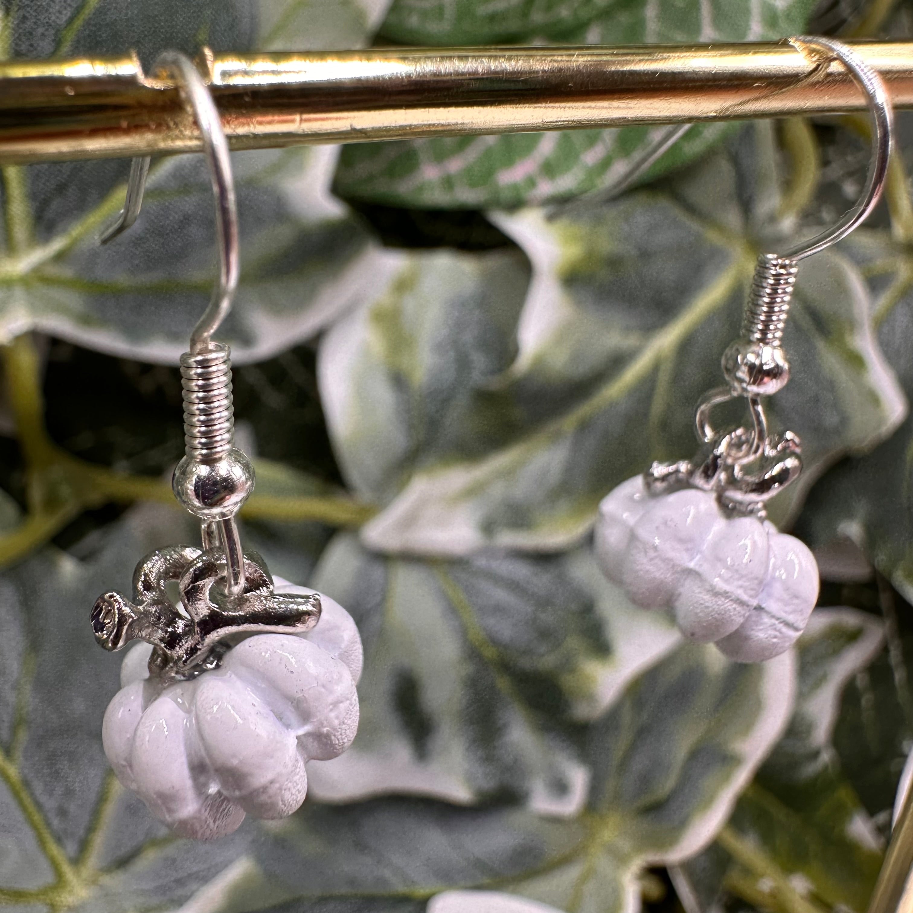 White Pumpkin Charm Earrings