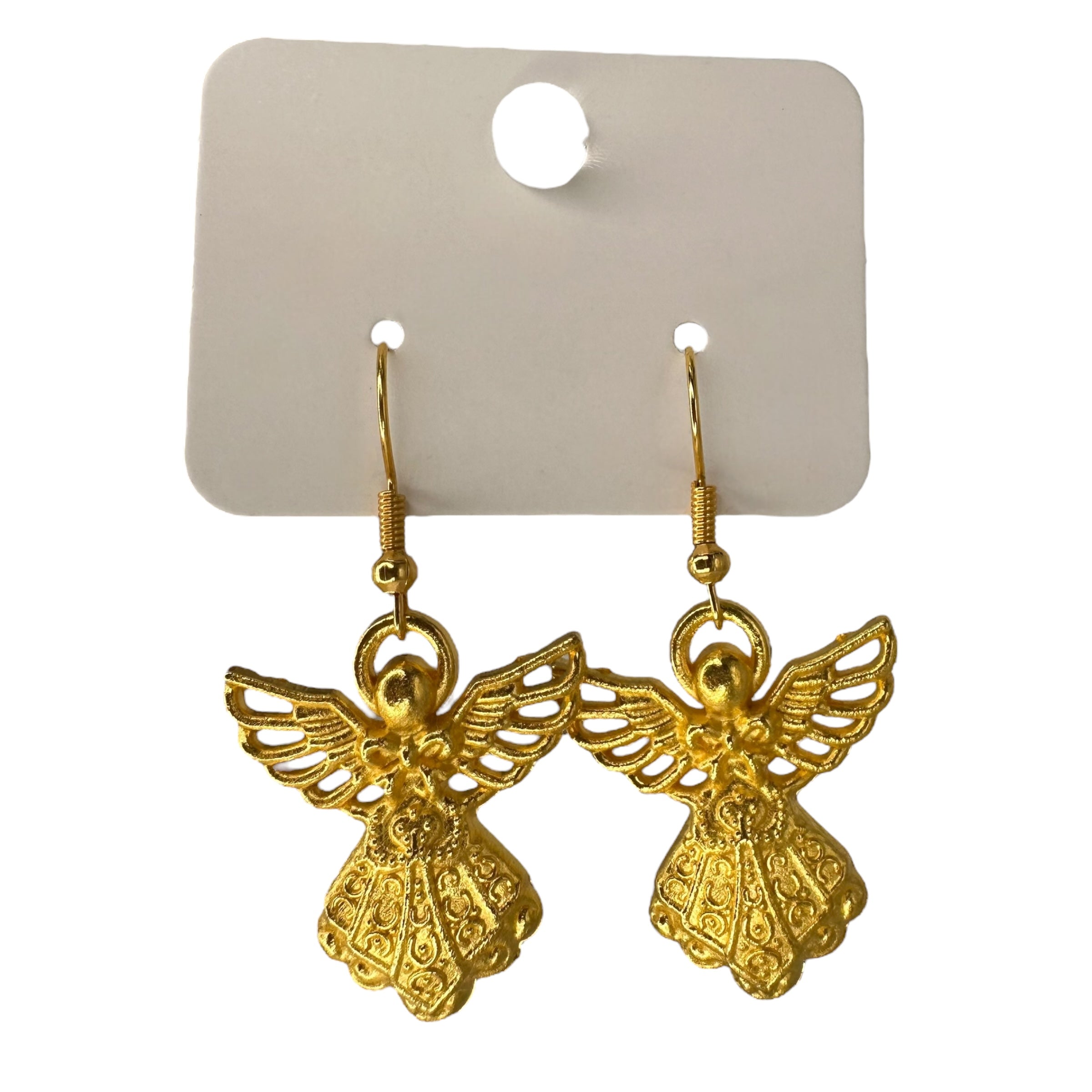 Gold Angel Charm Earrings