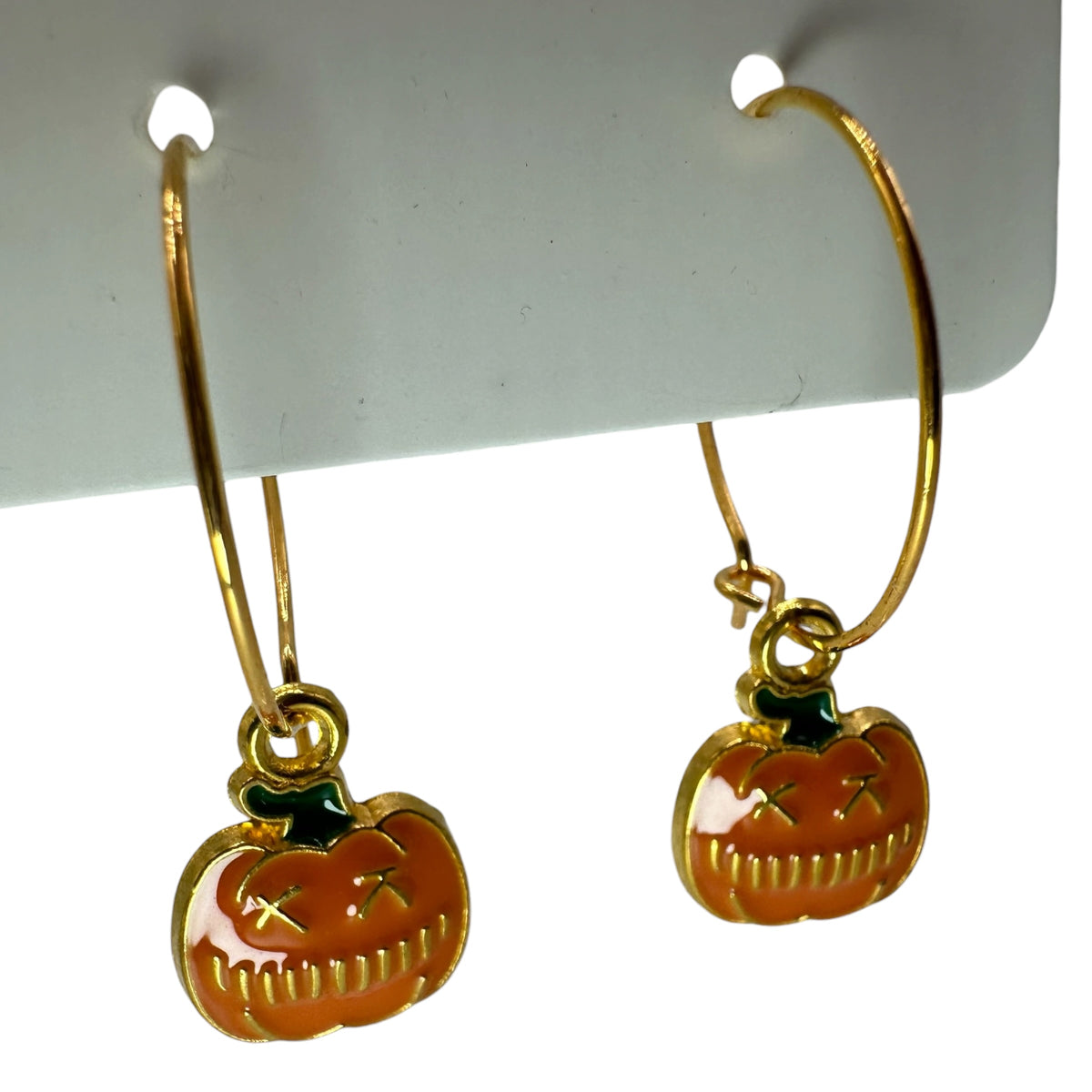 Carved Pumpkin Charm Earrings