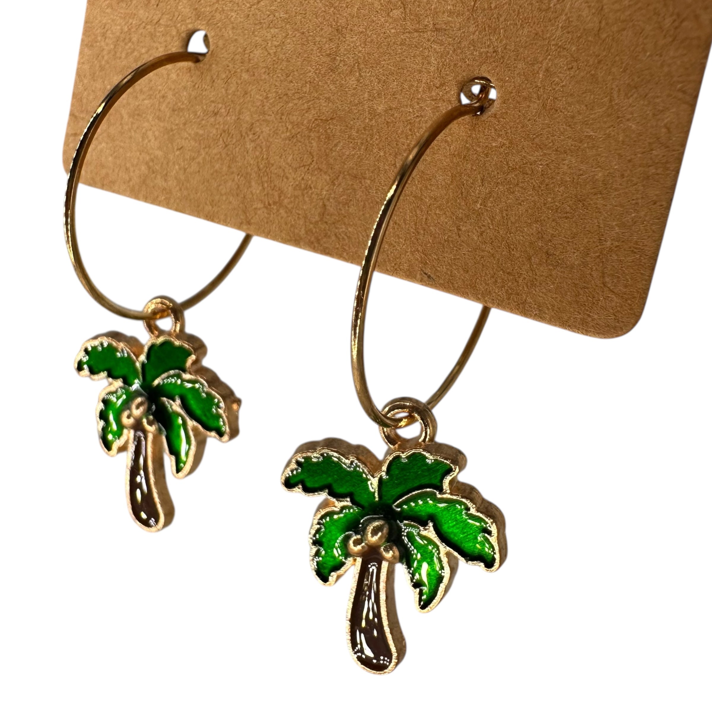 Tropical Palm Tree Charm Earrings