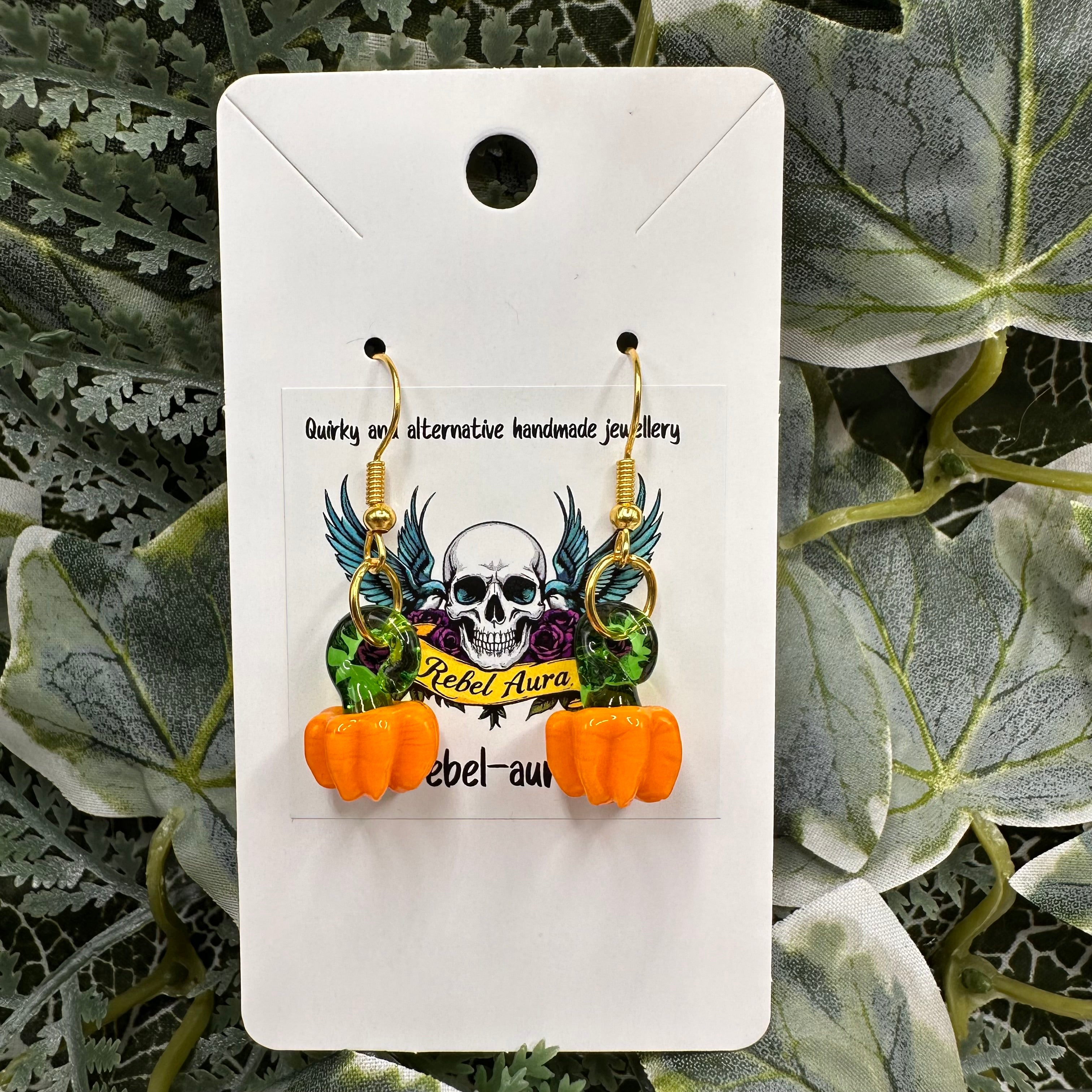 Glass Pumpkin Charm Earrings