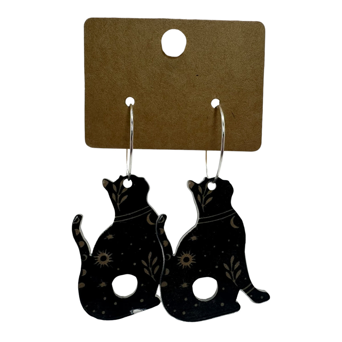 Celestial Black Cat Charm Earrings