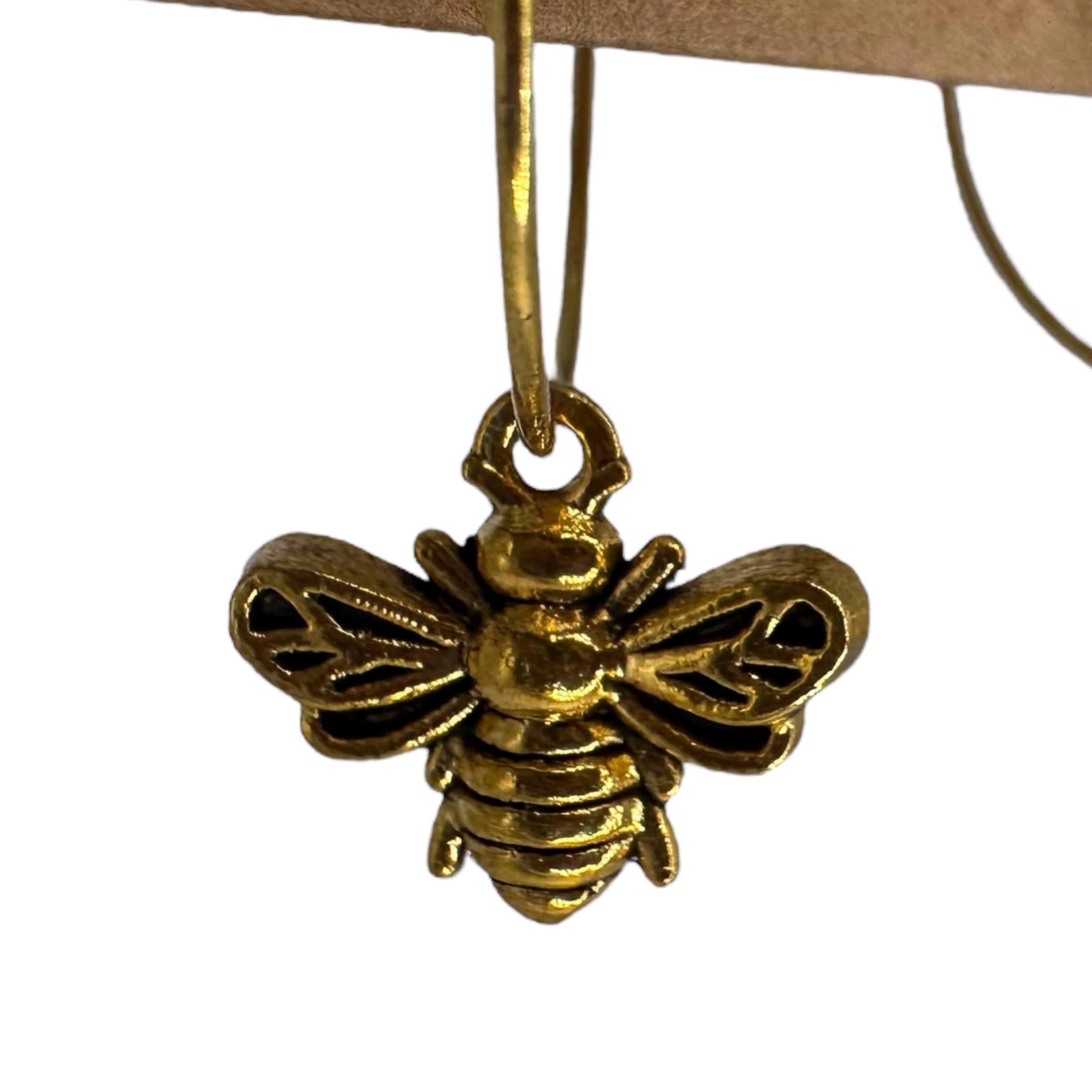 Gold Bee Charm Earrings