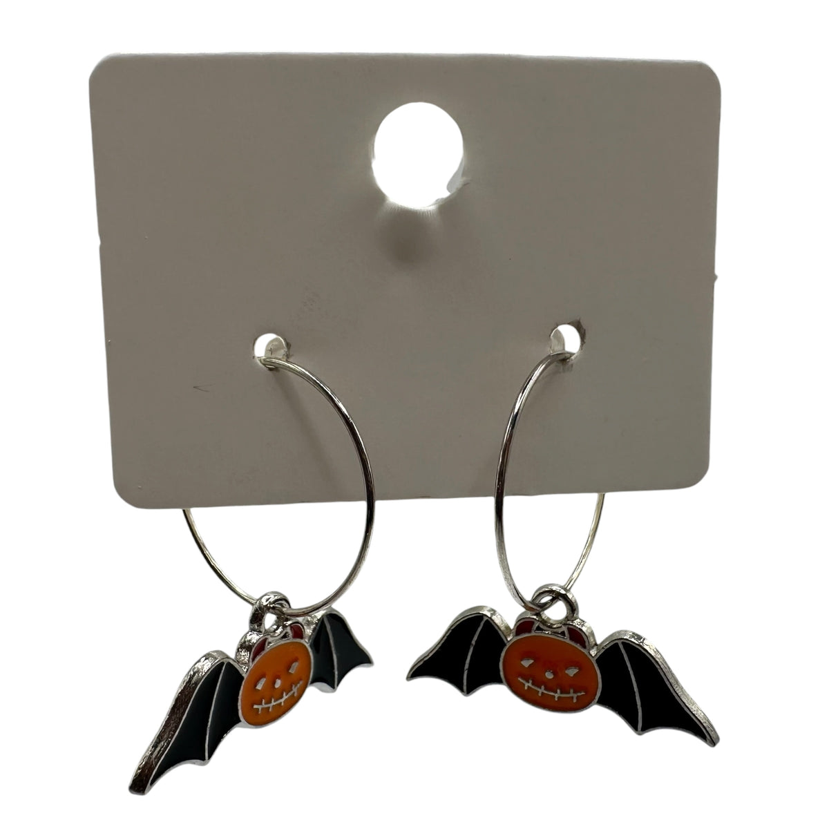 Black-Winged Pumpkin Bat Charm Earrings
