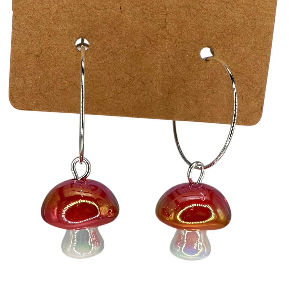 3D toadstool mushroom charm earrings — Rebel Aura handmade jewellery