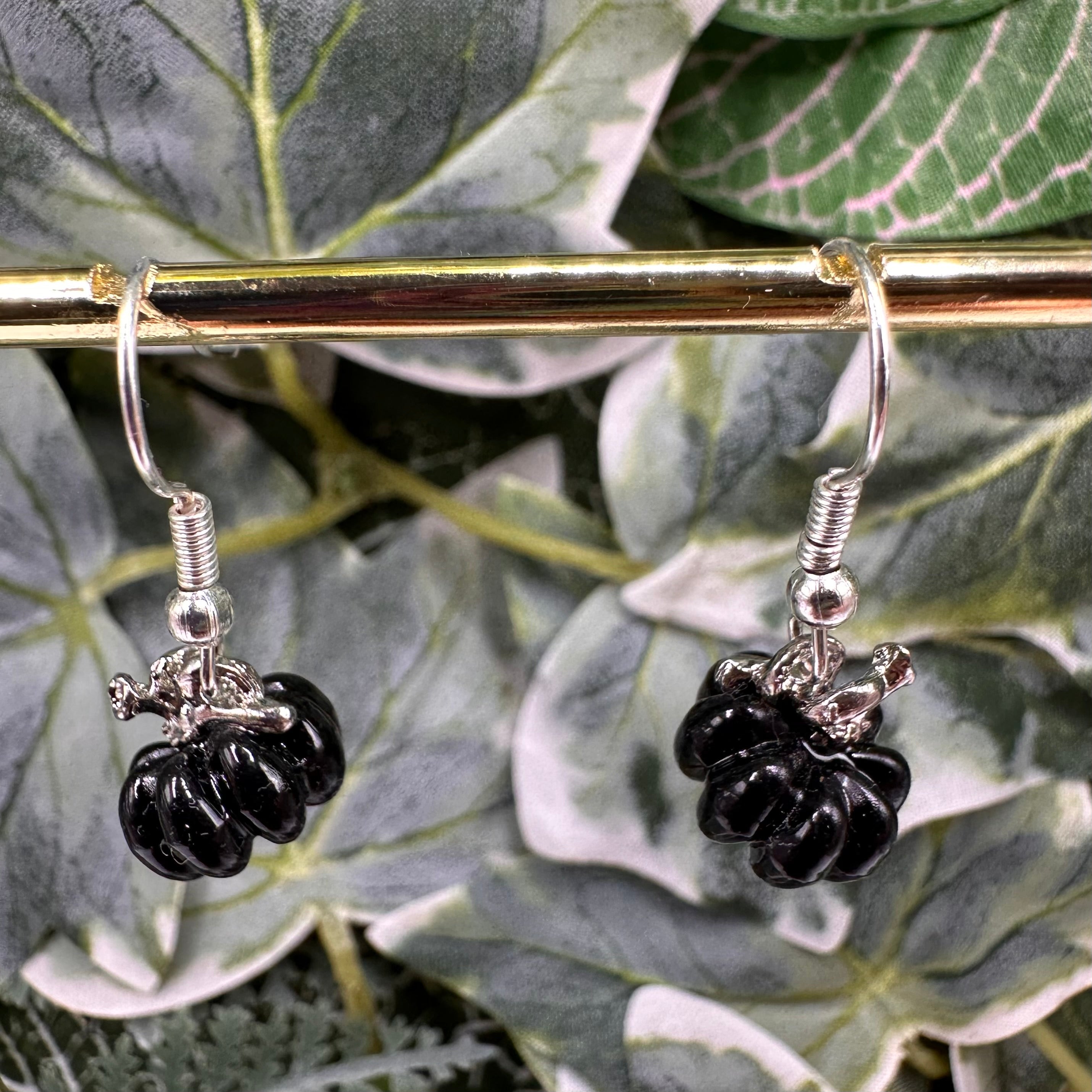 Black Pumpkin Charm Earrings
