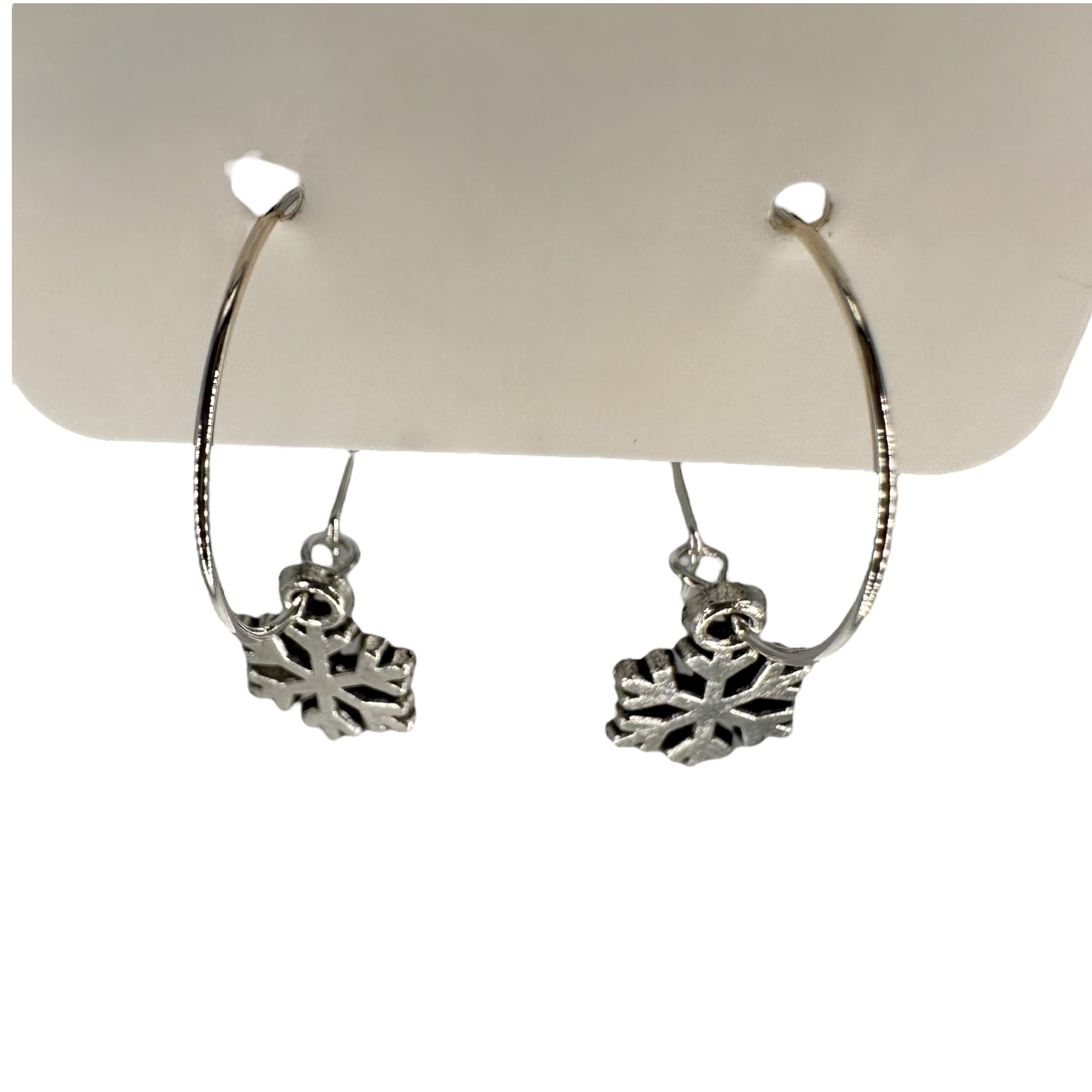 Silver Snowflake Charm Earrings