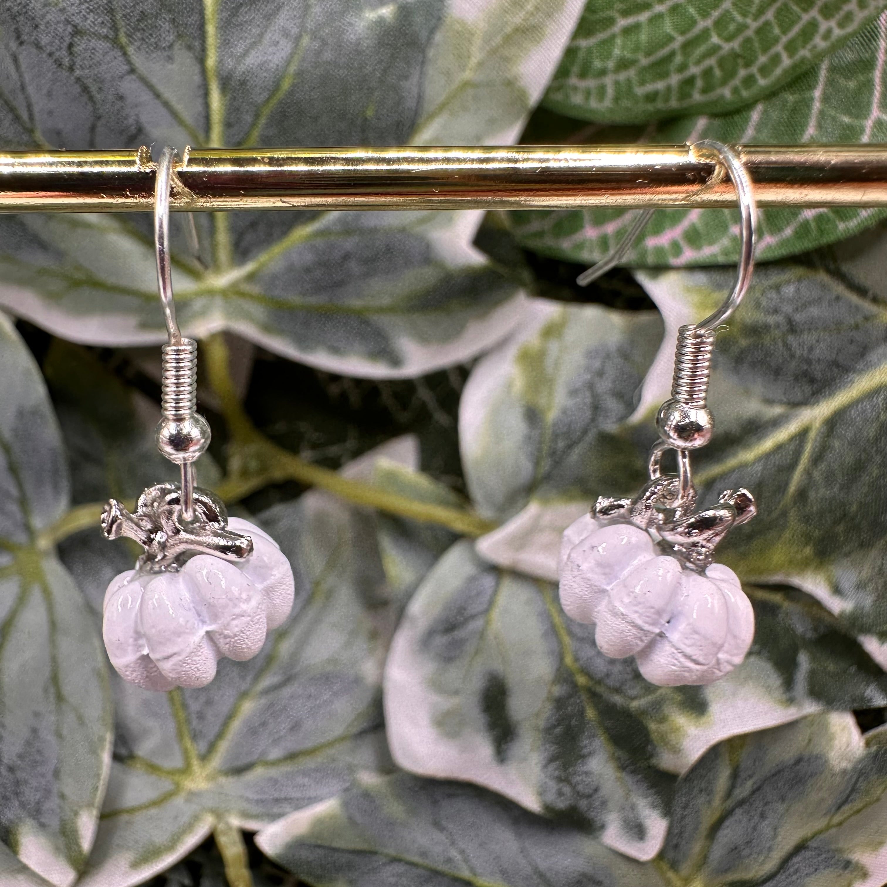 White Pumpkin Charm Earrings