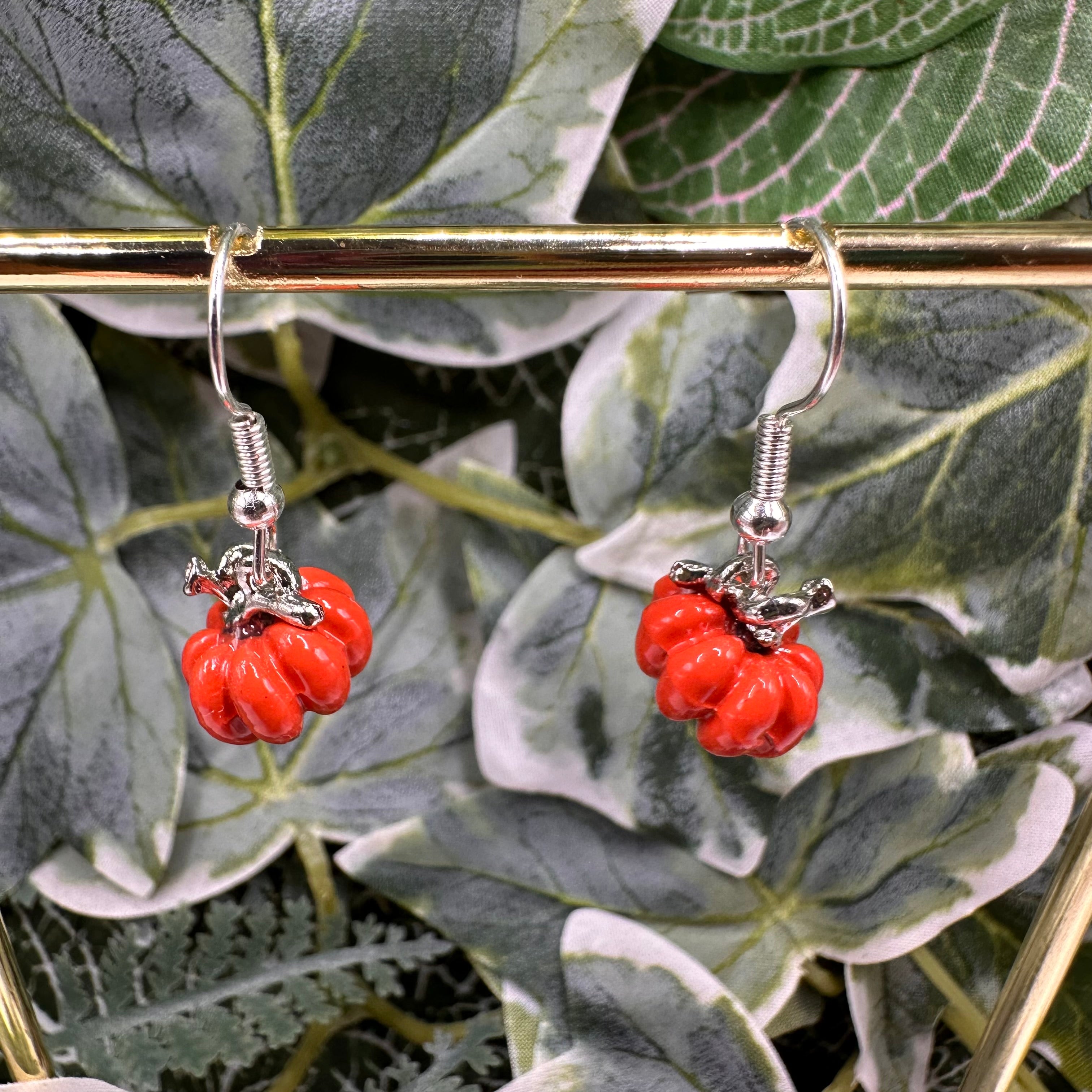 Orange Pumpkin Charm Earrings