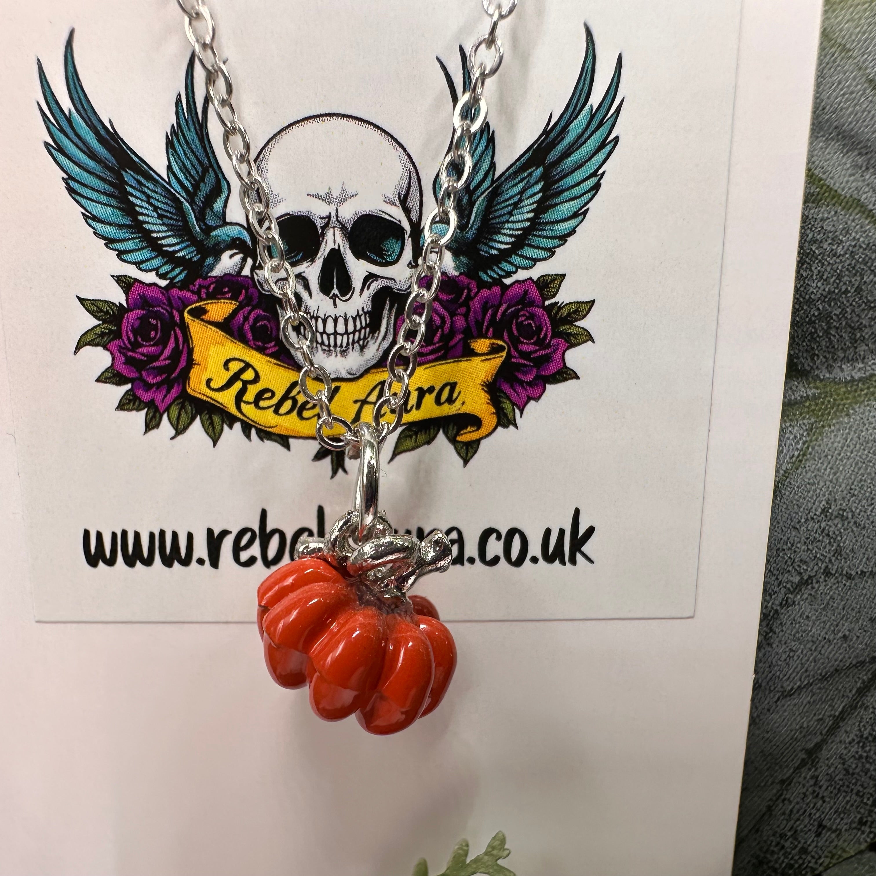 Orange Pumpkin Charm Necklace