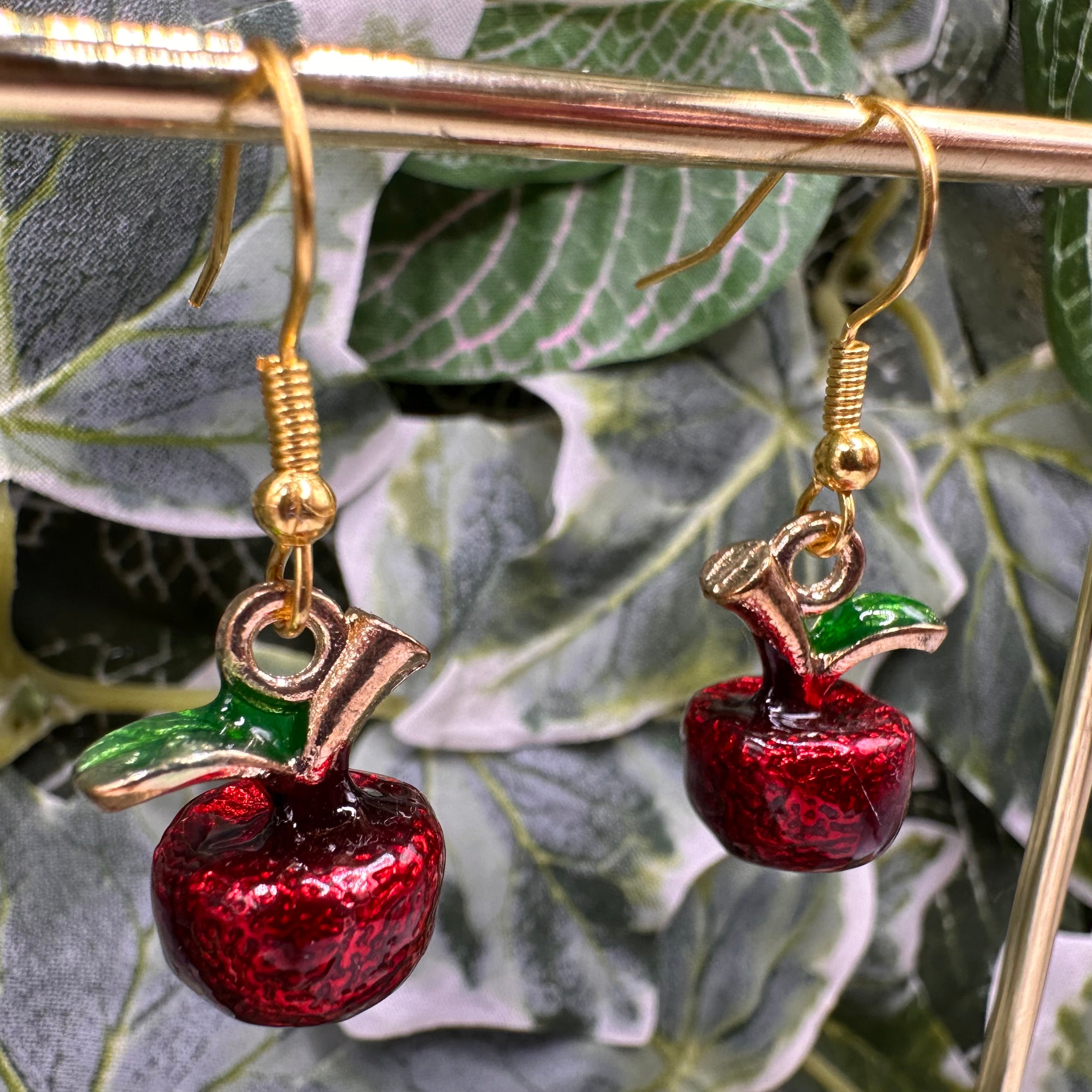 Red Apple Charm Earrings