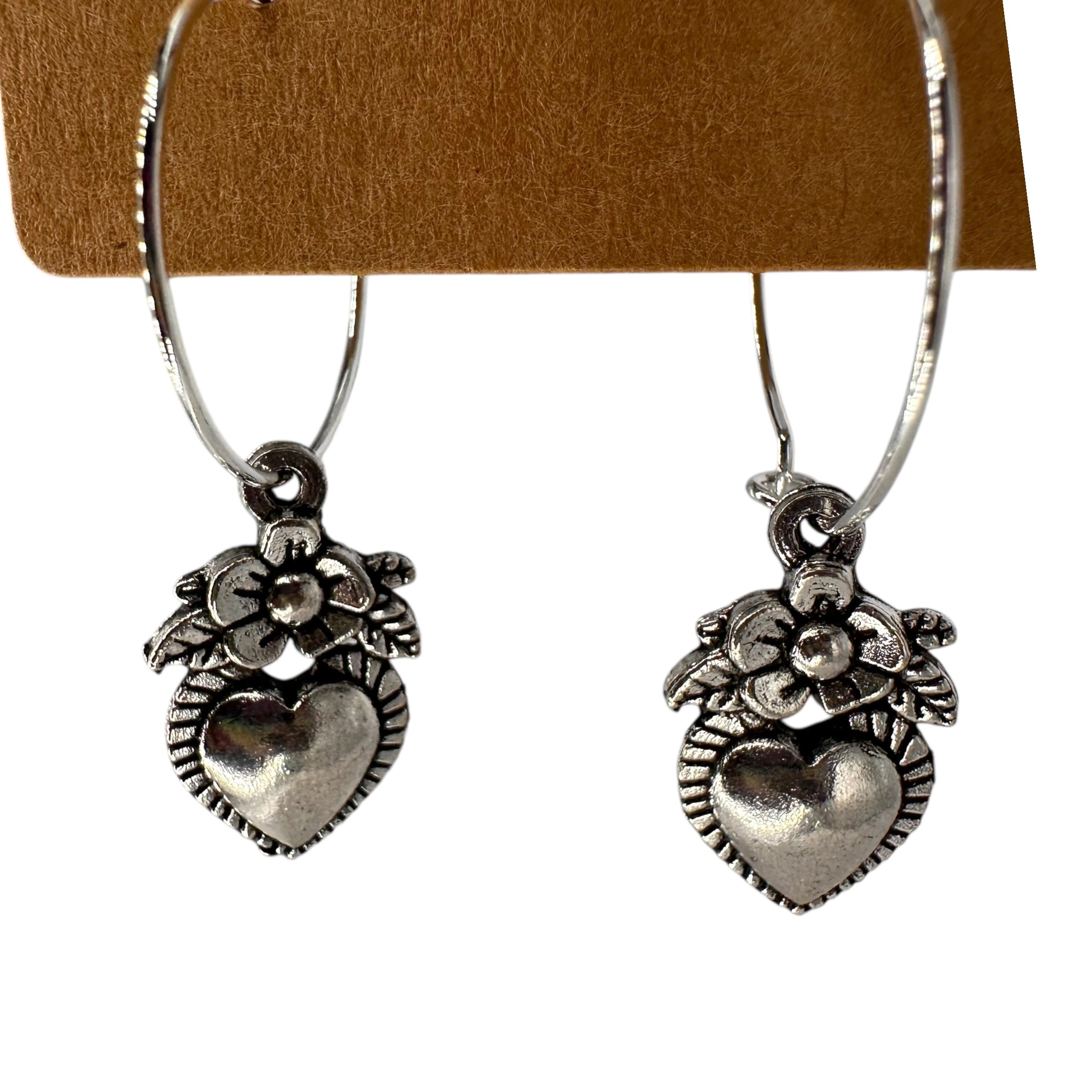 Heart & Flower Charm Earrings