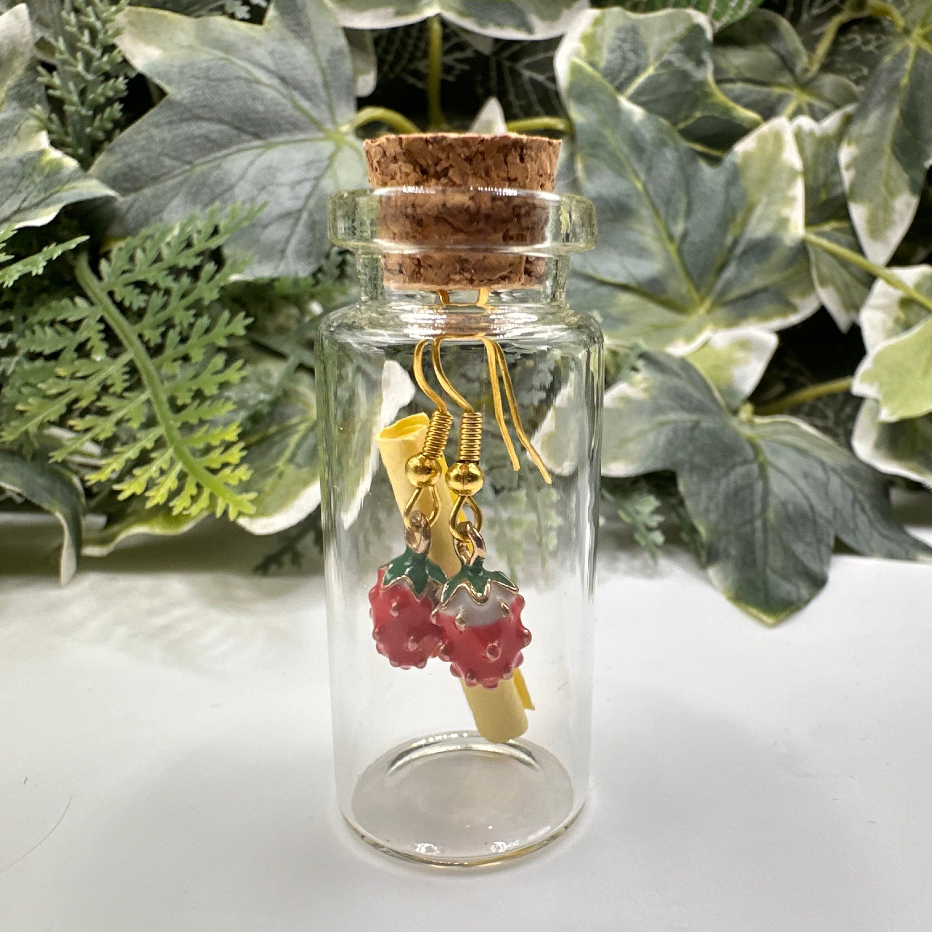 Strawberry Bottled Charm Earrings - Gift Boxed