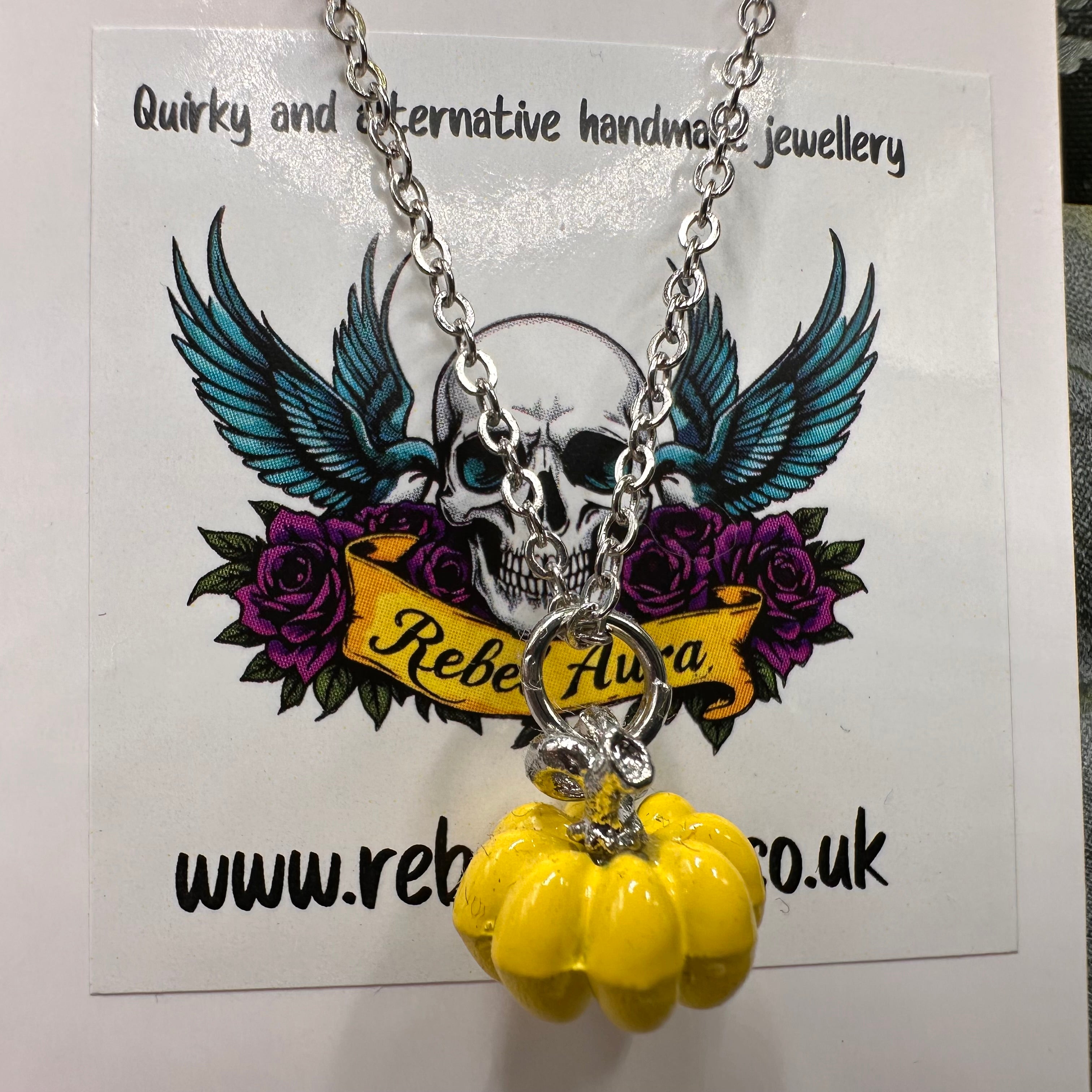 Yellow Pumpkin Charm Necklace