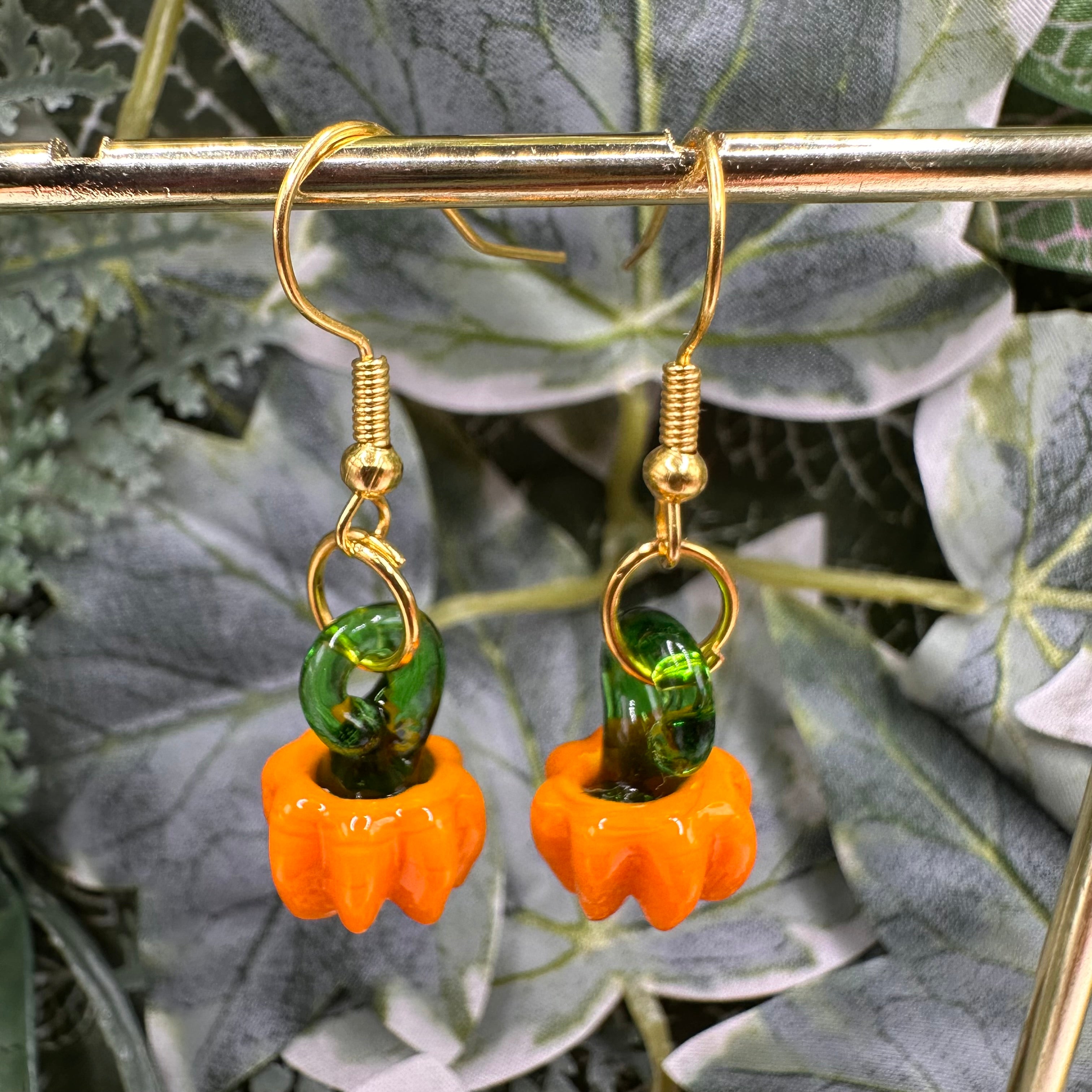 Glass Pumpkin Charm Earrings