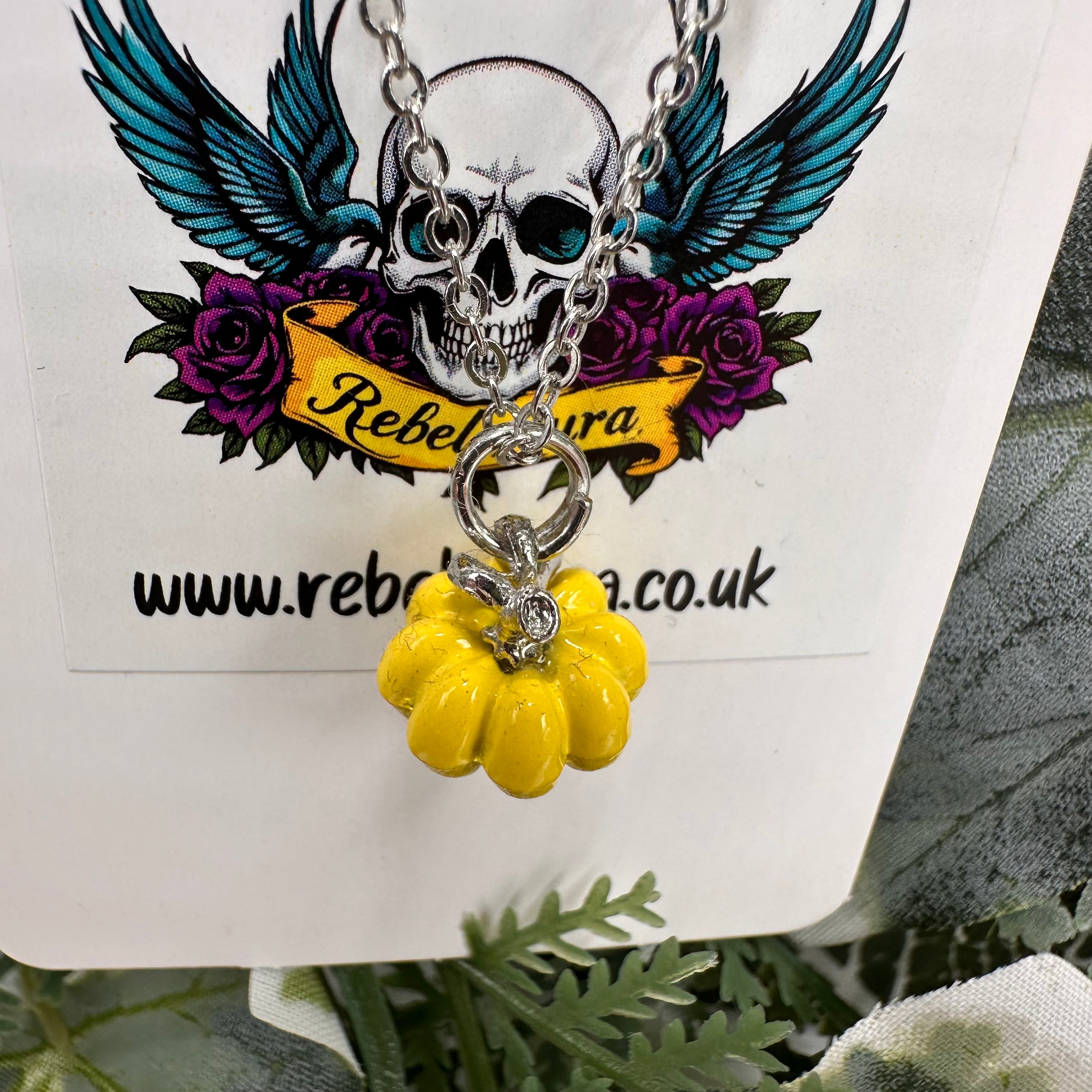 Yellow Pumpkin Charm Necklace