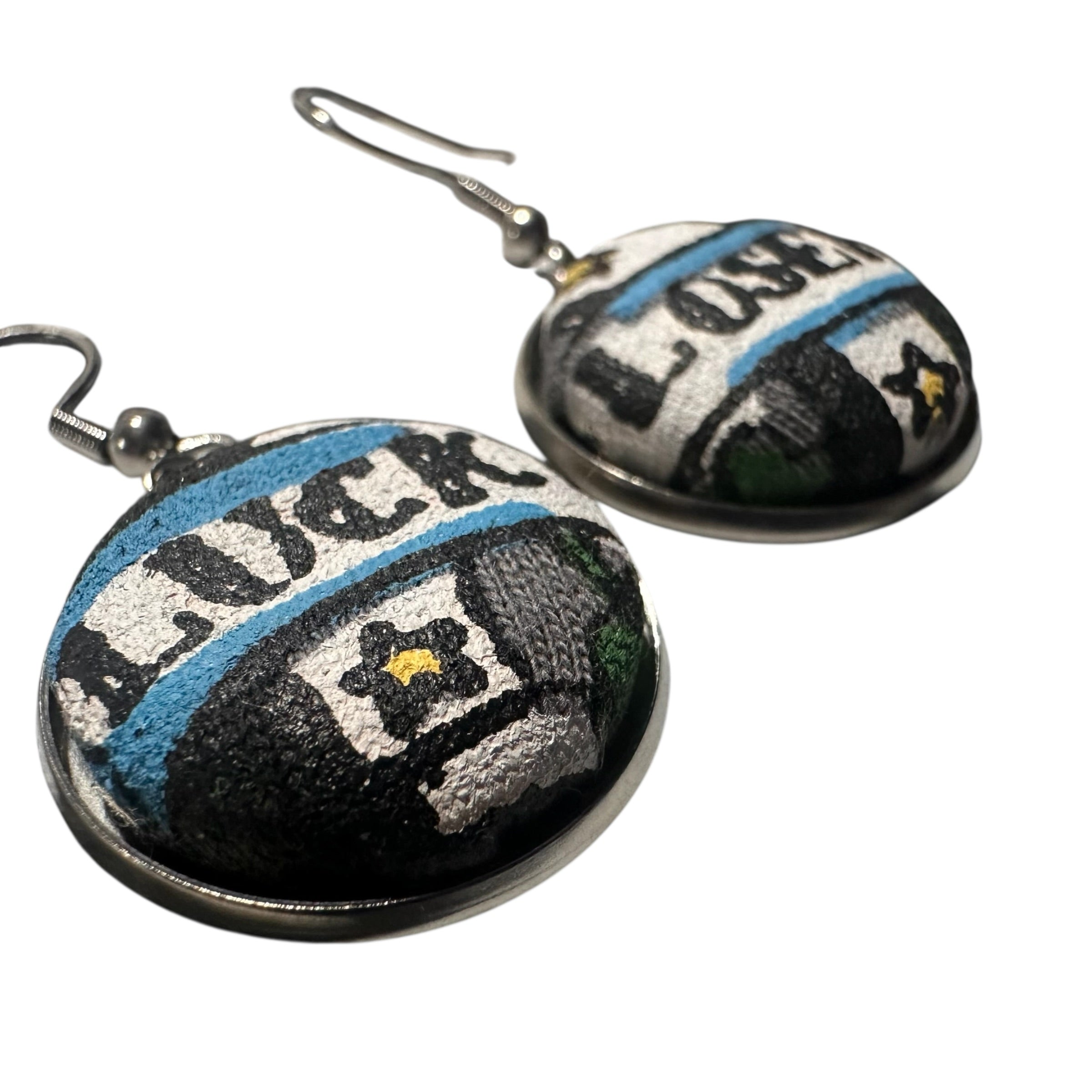 Lucky Loser Small Dangly Button Earrings