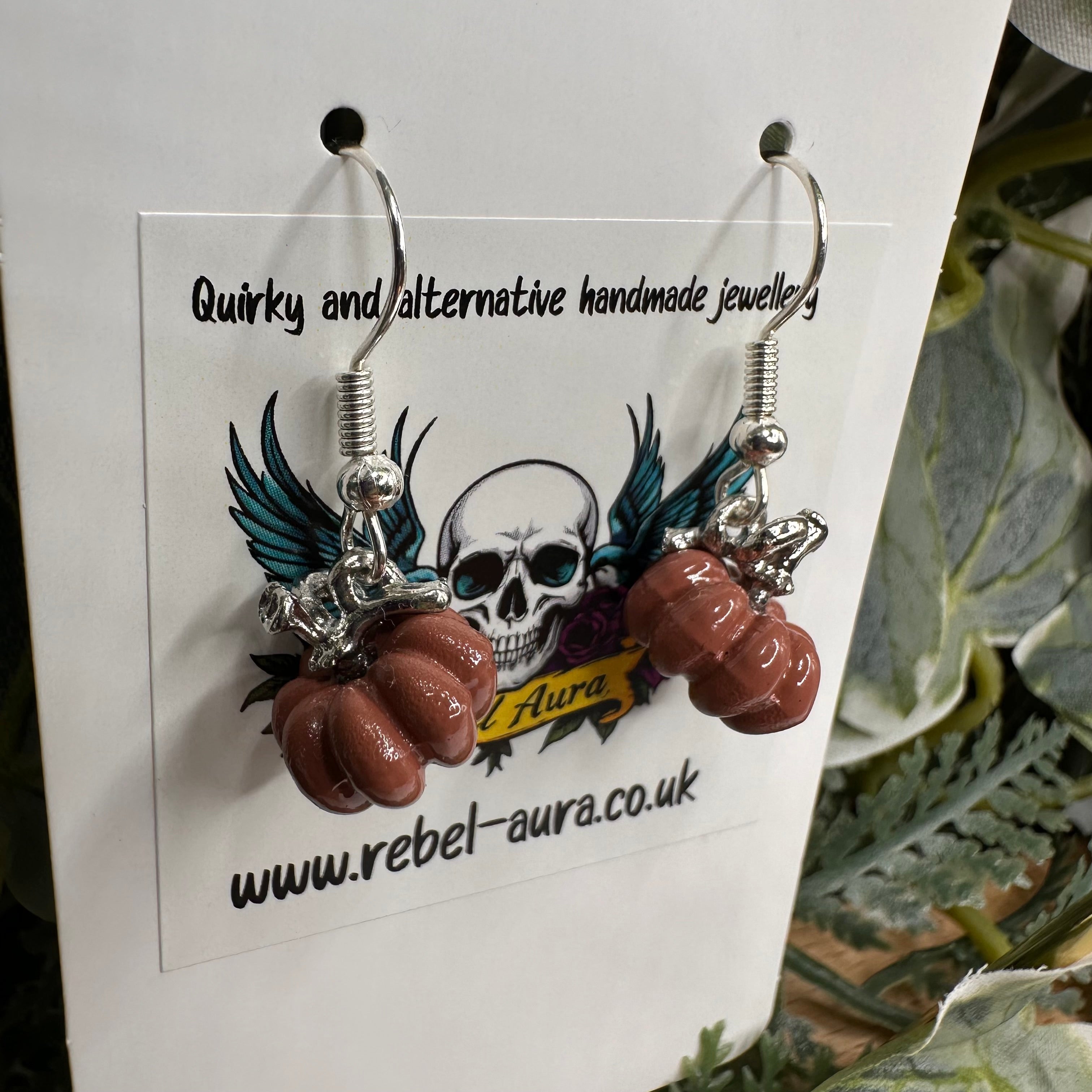 Brown Pumpkin Charm Earrings