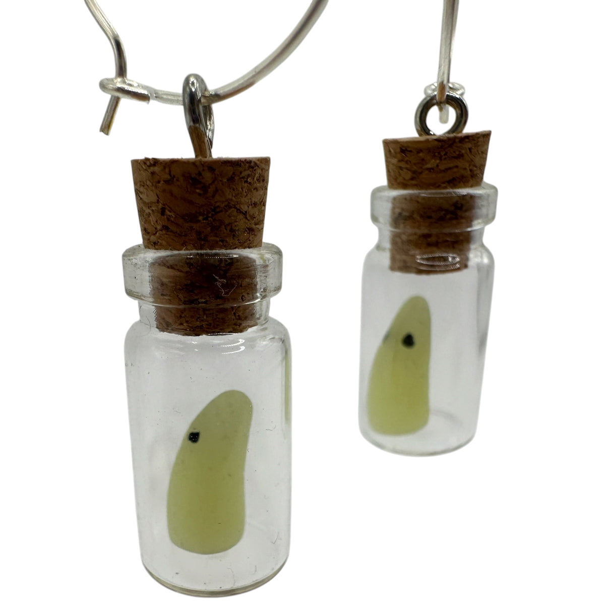 Bottled Glow-in-the-Dark Ghost Charm Earrings