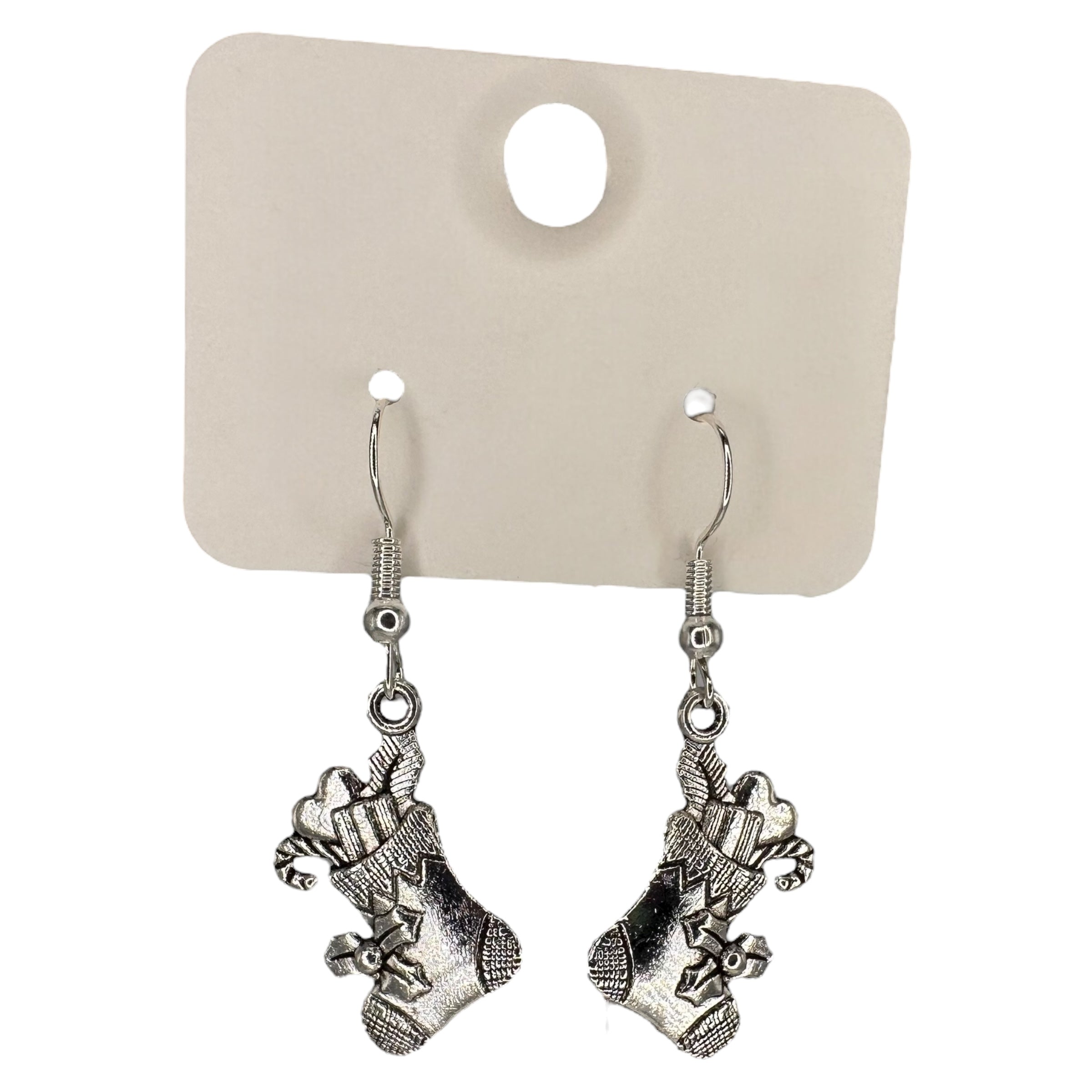 Silver Stocking Charm Earrings