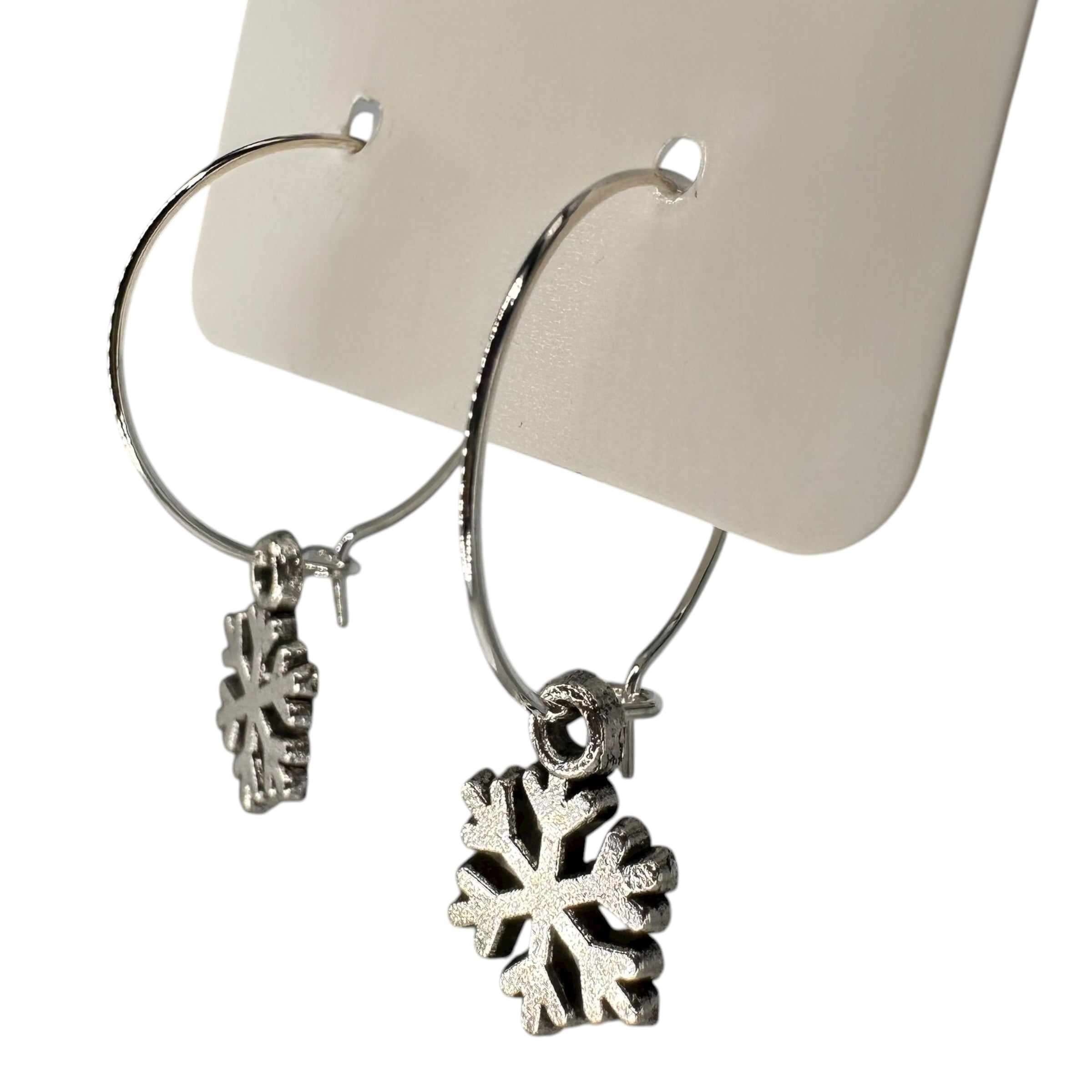 Silver Snowflake Charm Earrings