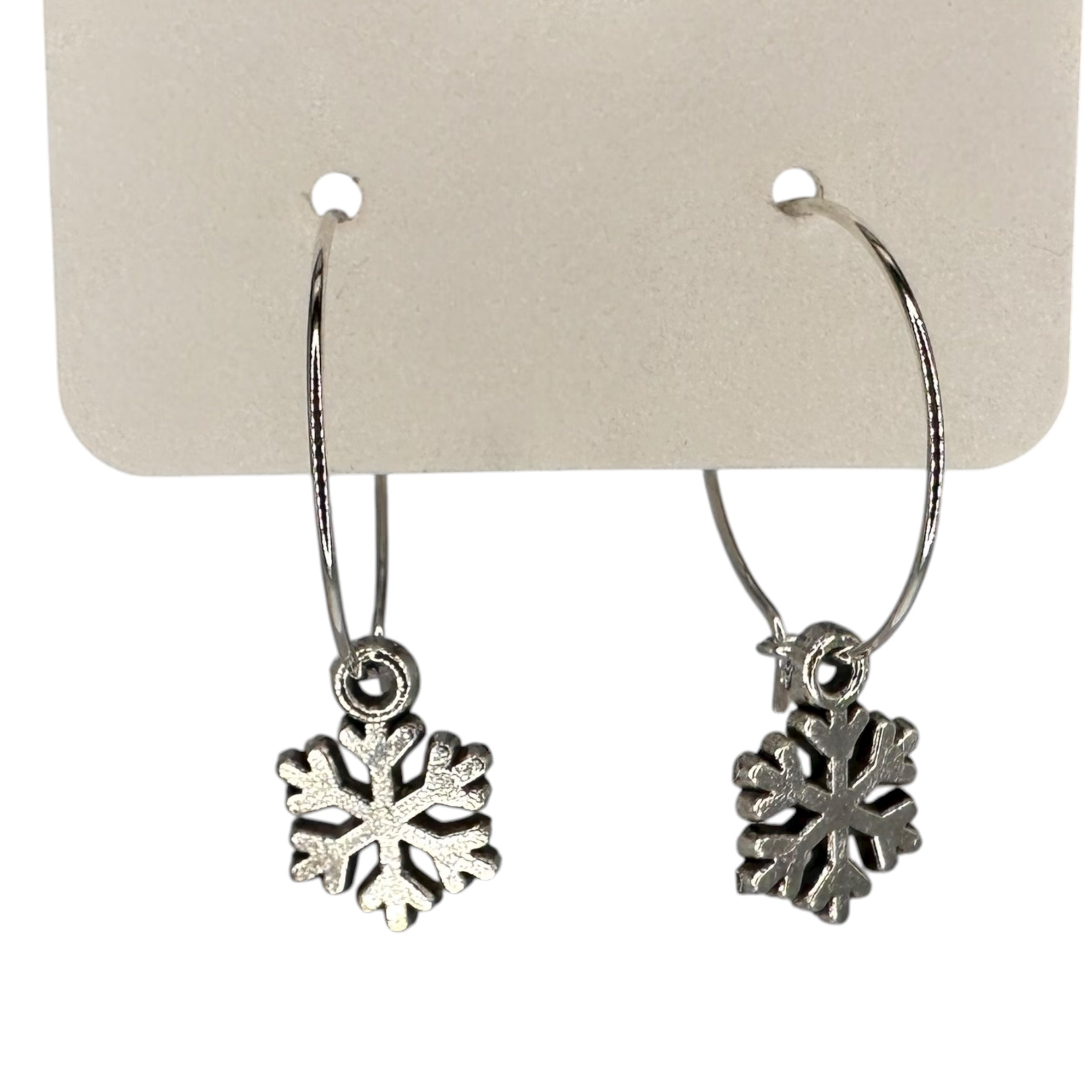 Silver Snowflake Charm Earrings