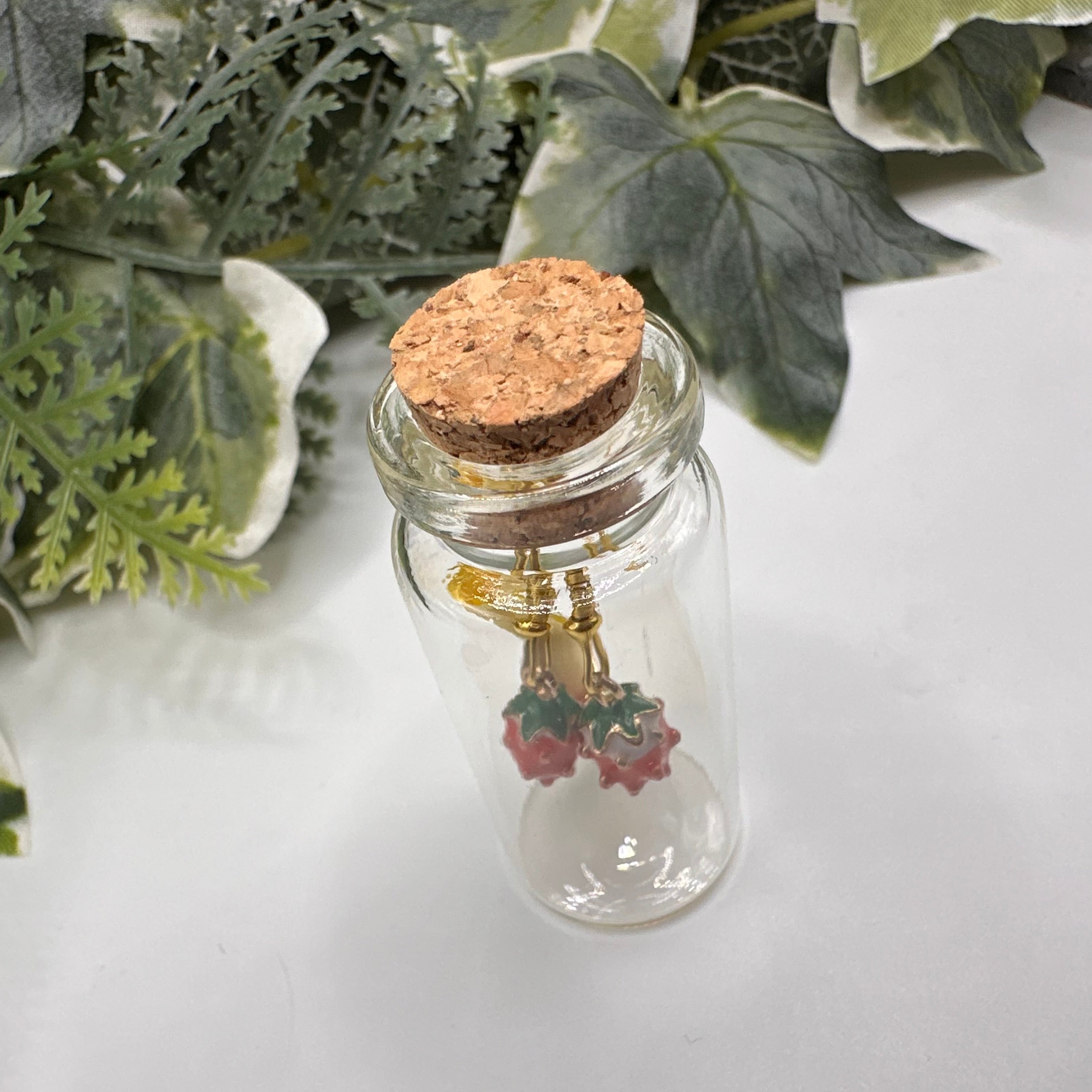 Strawberry Bottled Charm Earrings - Gift Boxed
