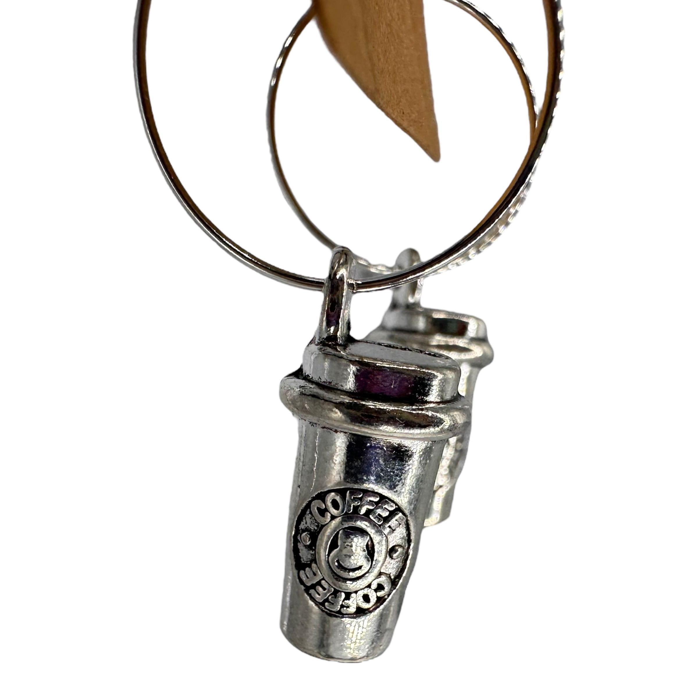 Silver Coffee Cup Charm Earrings