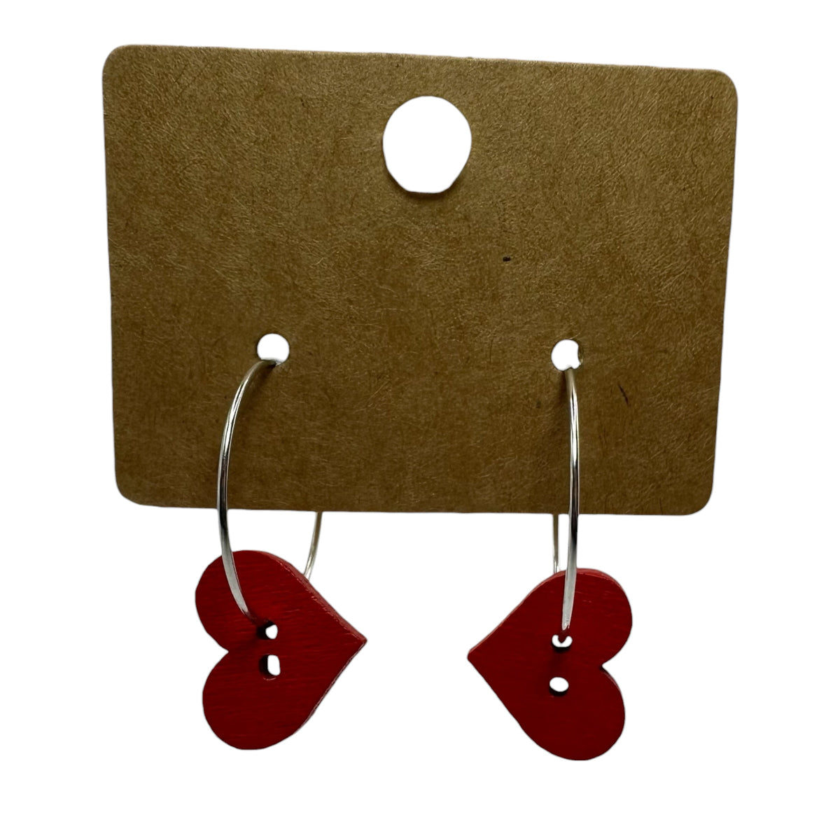 Red Heart Button Charm Earrings