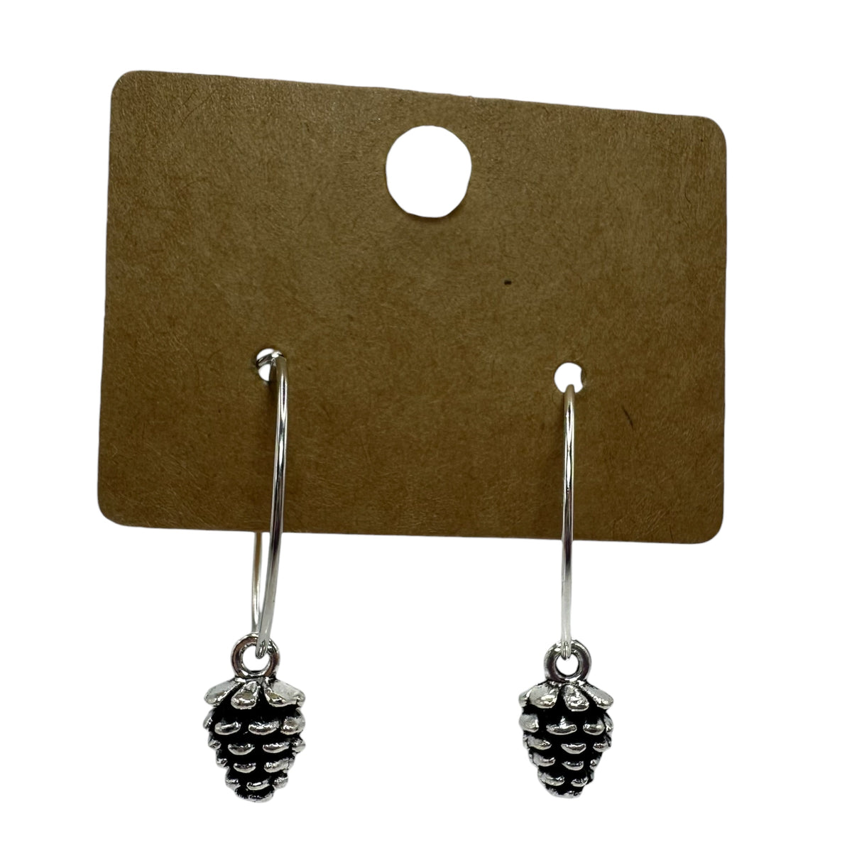 Silver Pinecone Charm Earrings