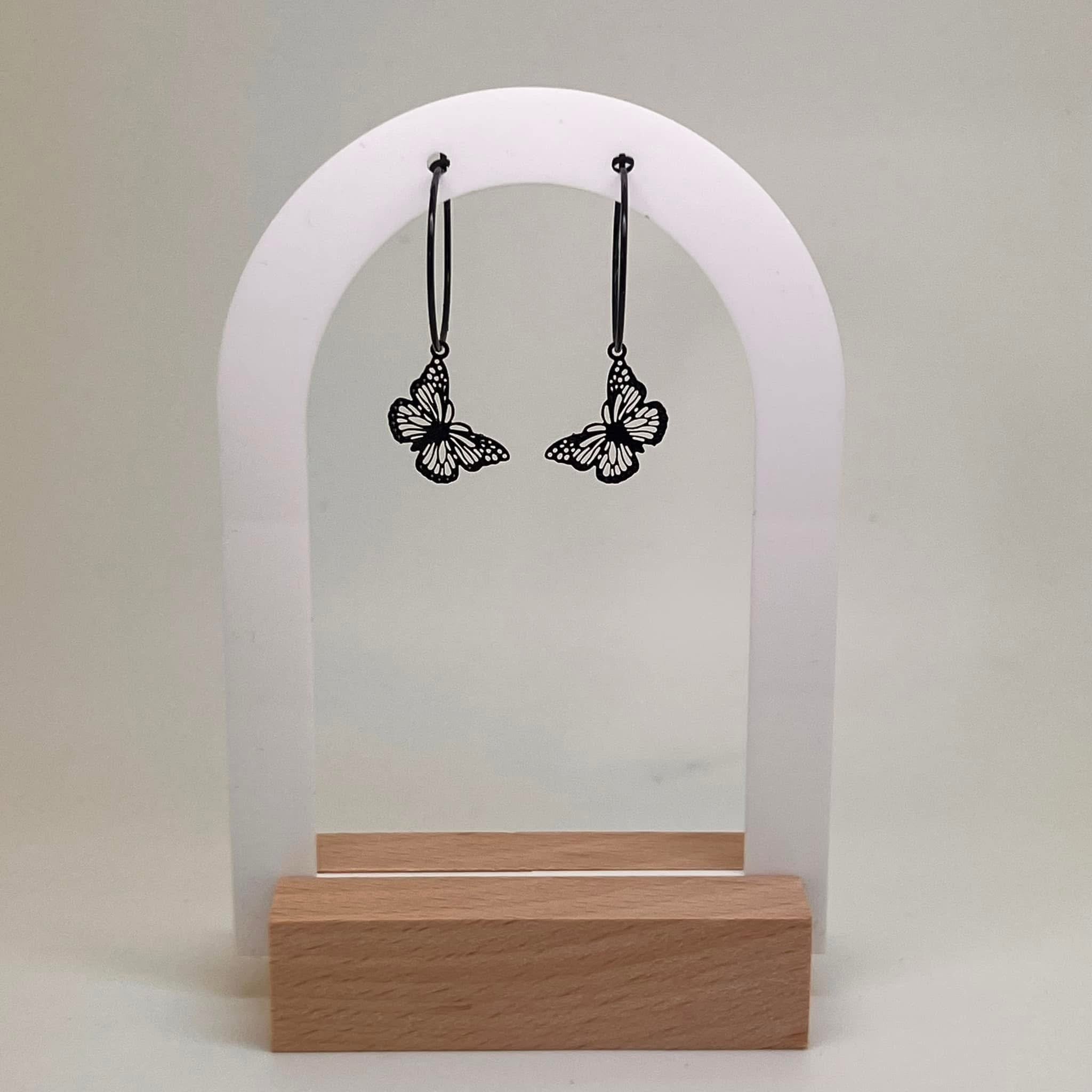 Black Butterfly Charm Earrings