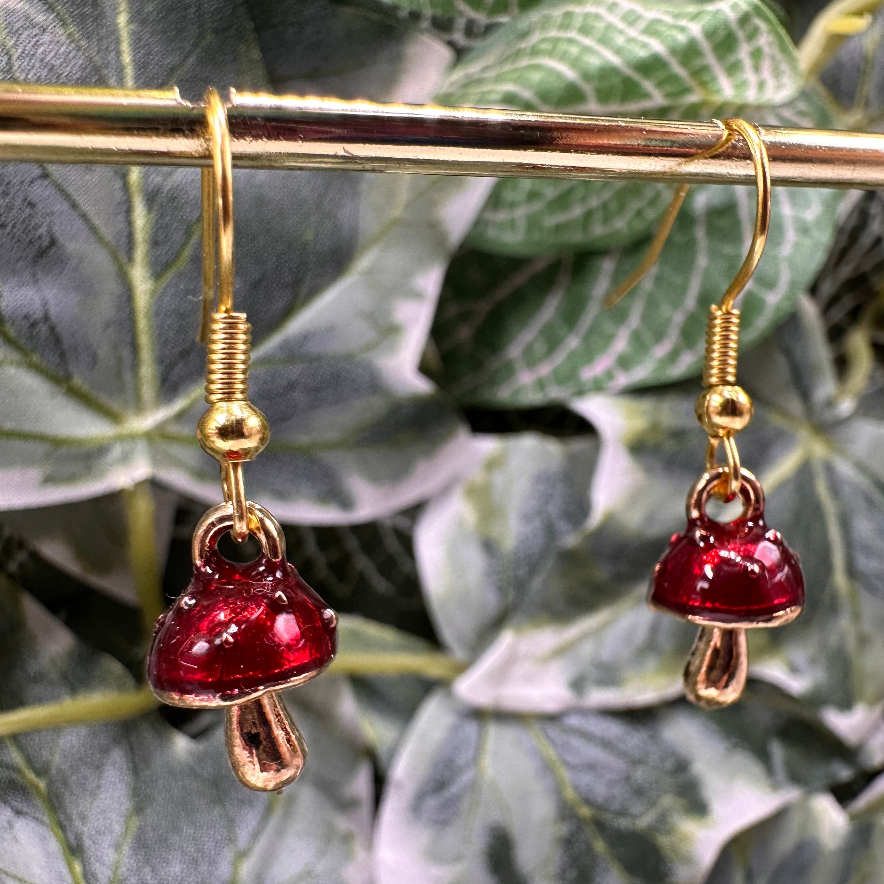 Red Toadstool Charm Earrings