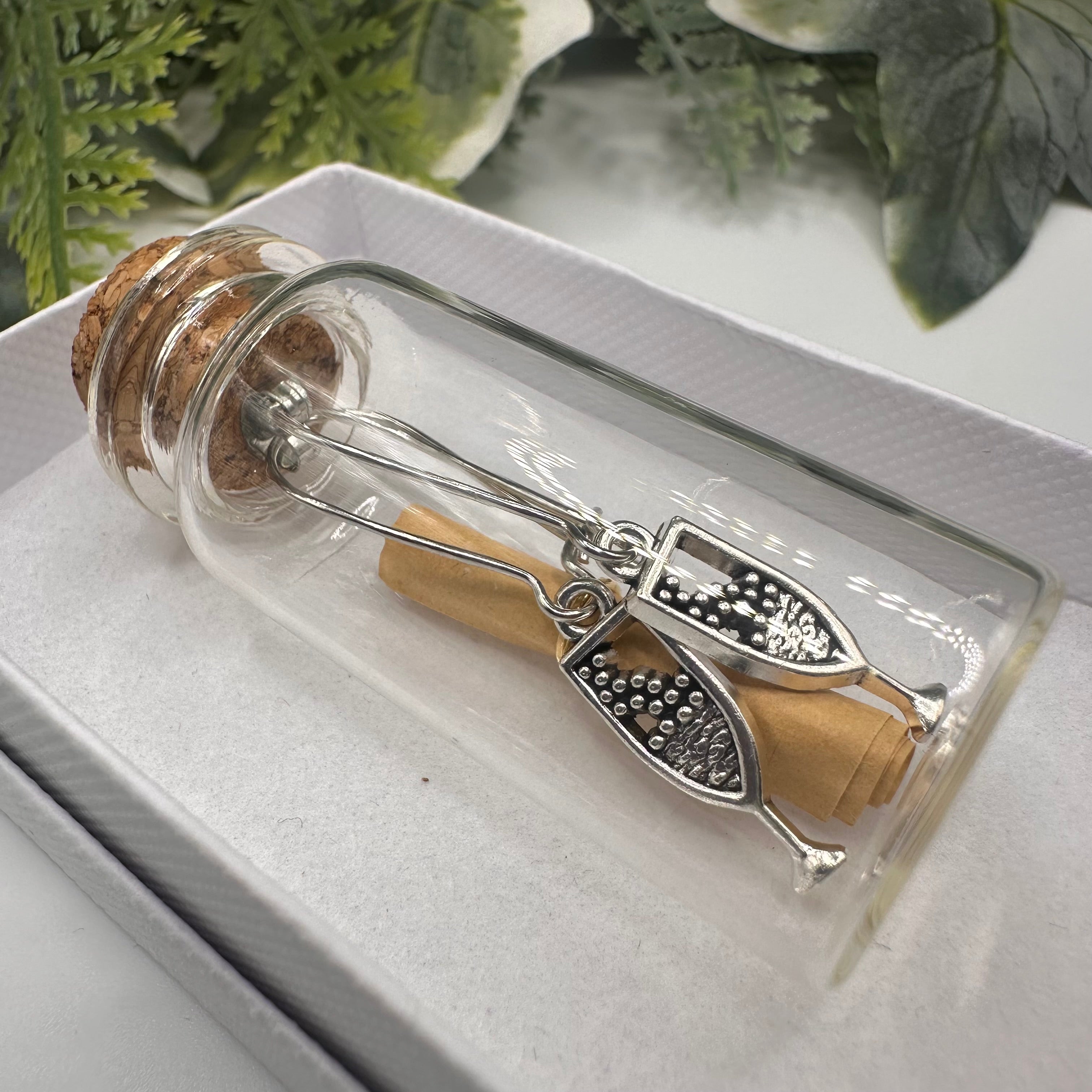 Champagne Flute Celebration Bottled Charm Earrings