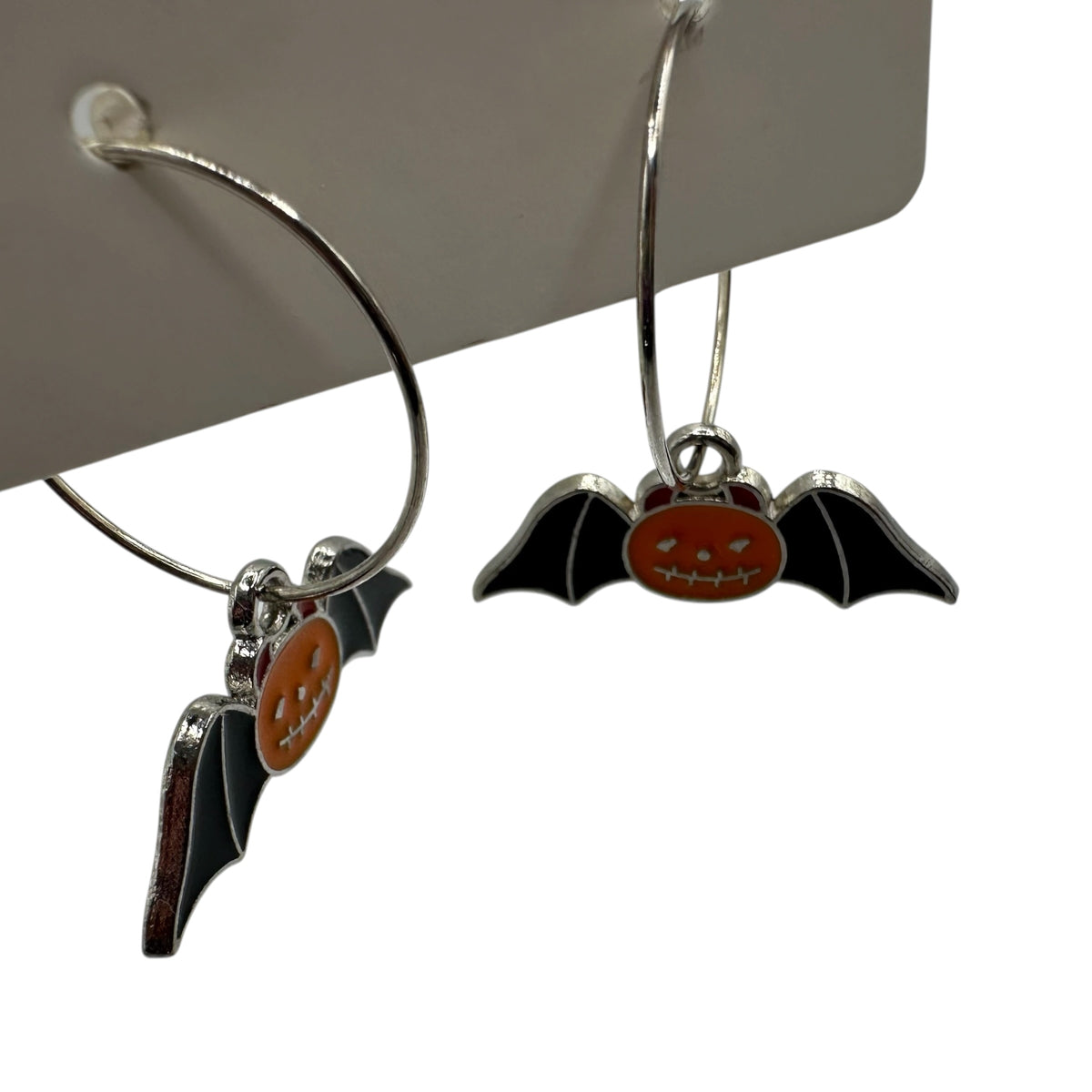 Black-Winged Pumpkin Bat Charm Earrings