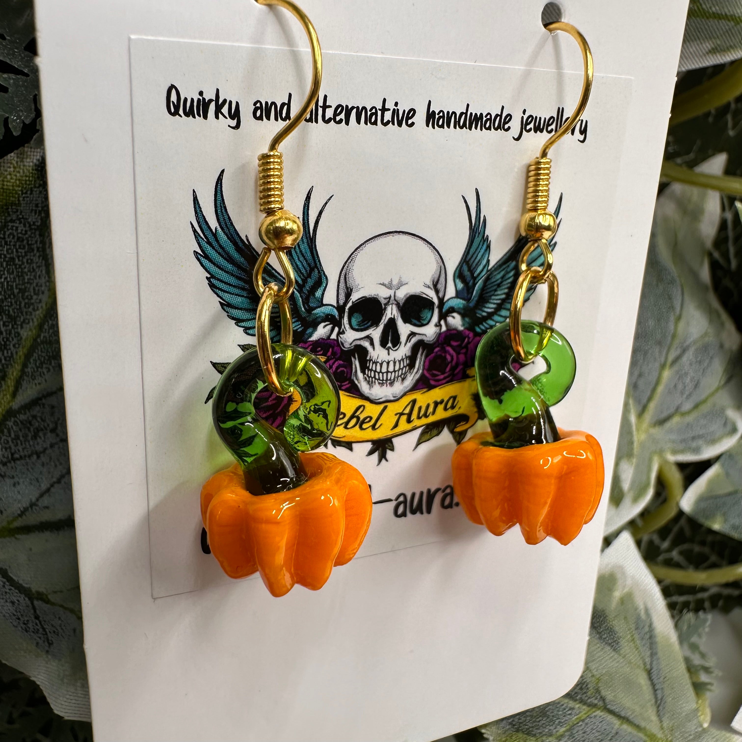 Glass Pumpkin Charm Earrings