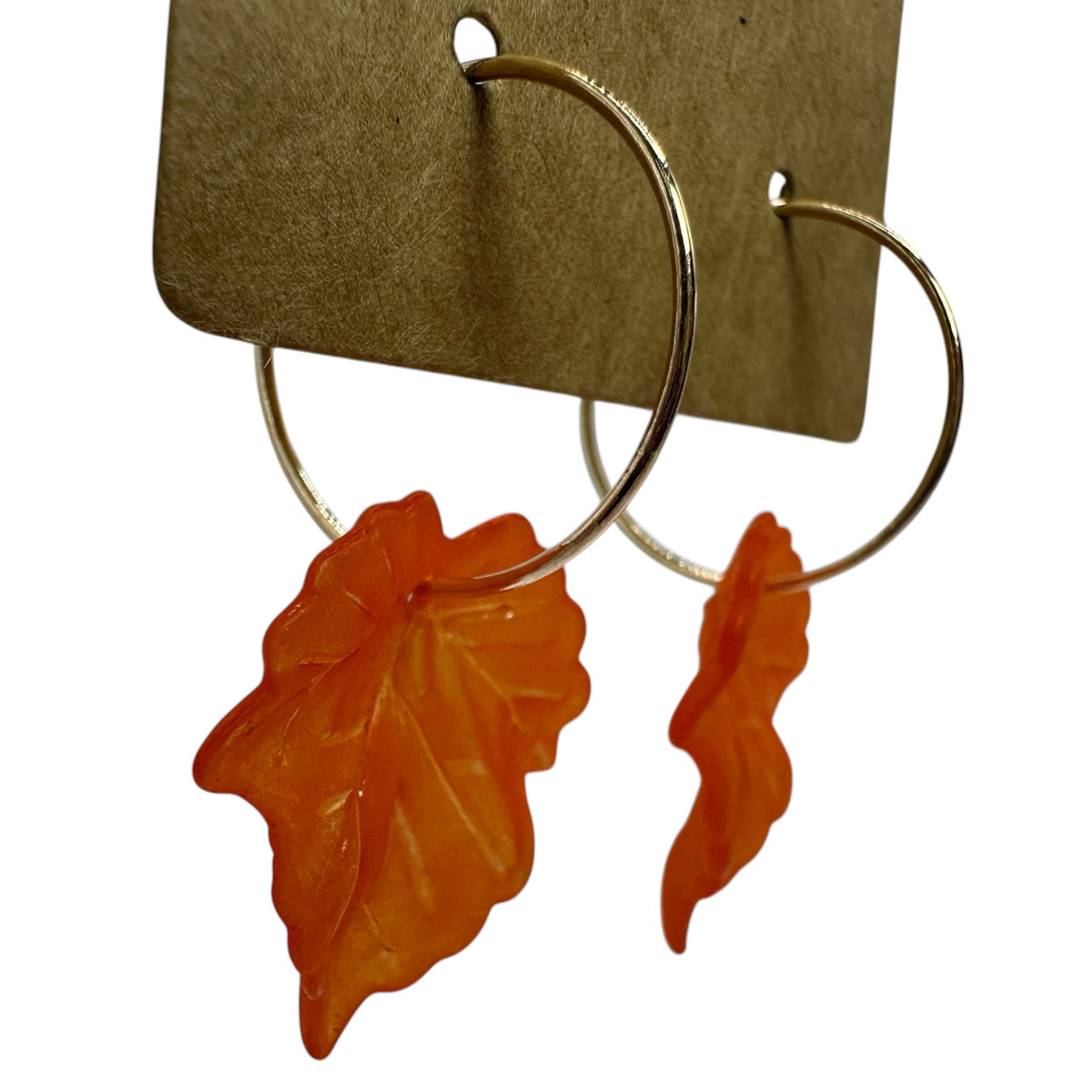 Orange Autumn Leaf Charm Earrings