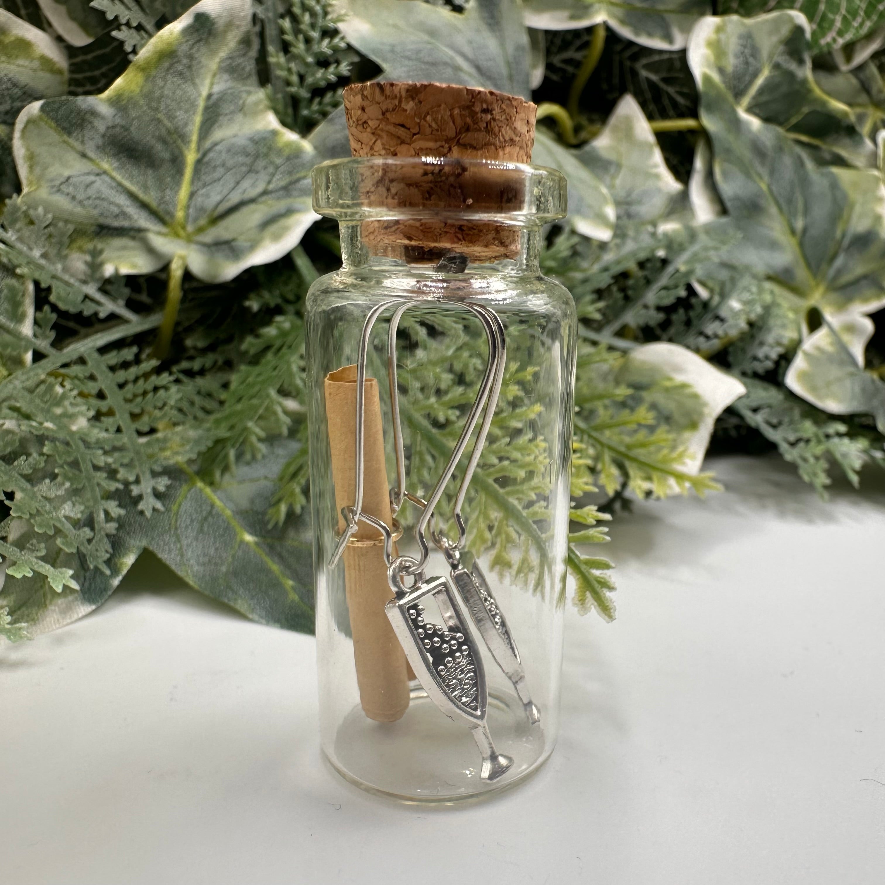 Champagne Flute Celebration Bottled Charm Earrings