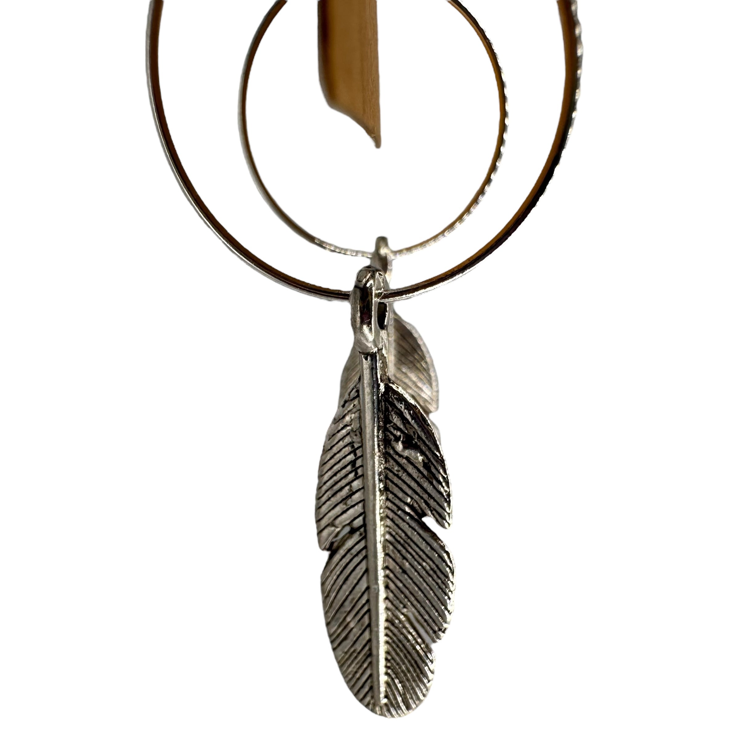 Silver Feather Charm Earrings
