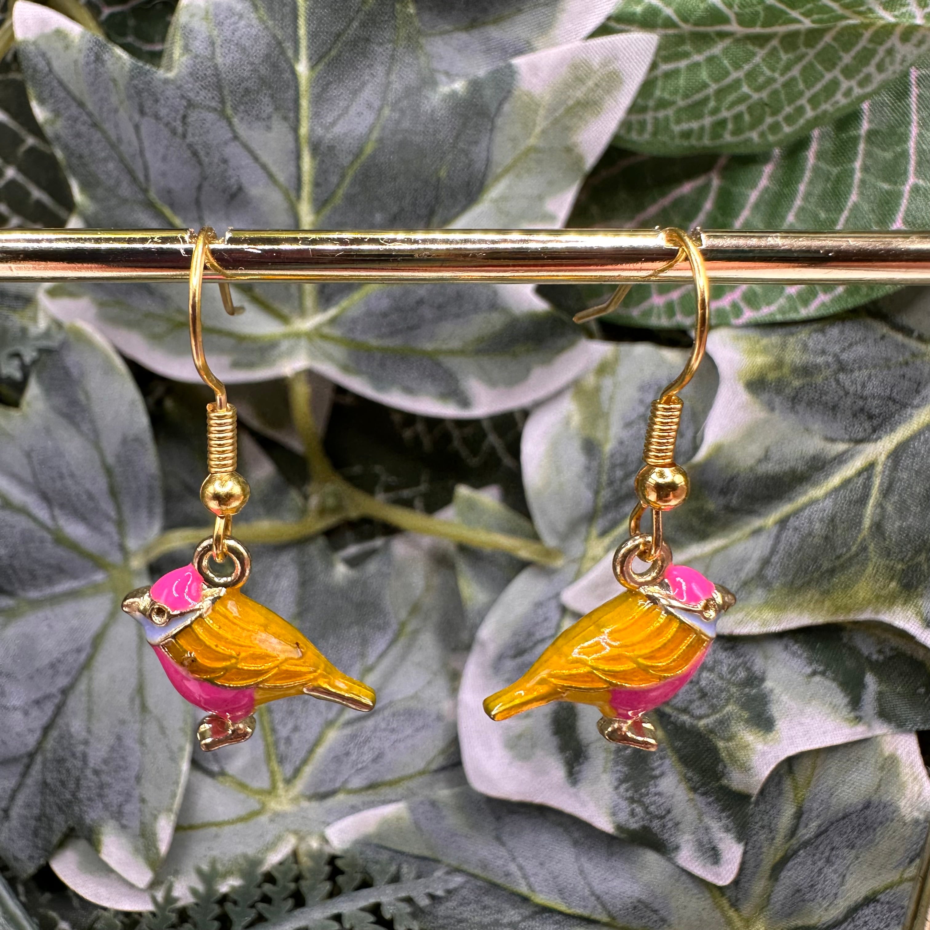 Vibrant Bird Charm Earrings