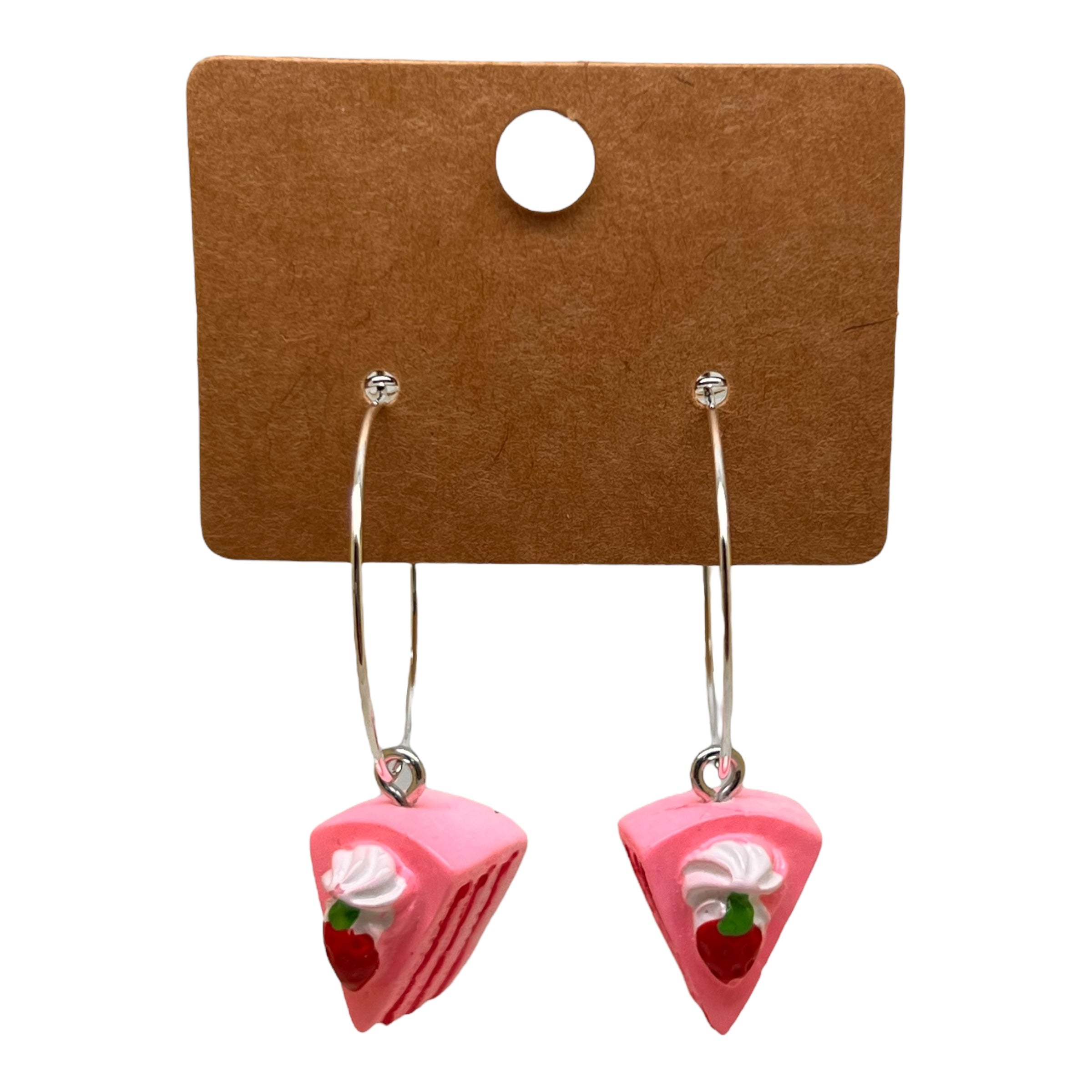 Pink Cake Slice Charm Earrings