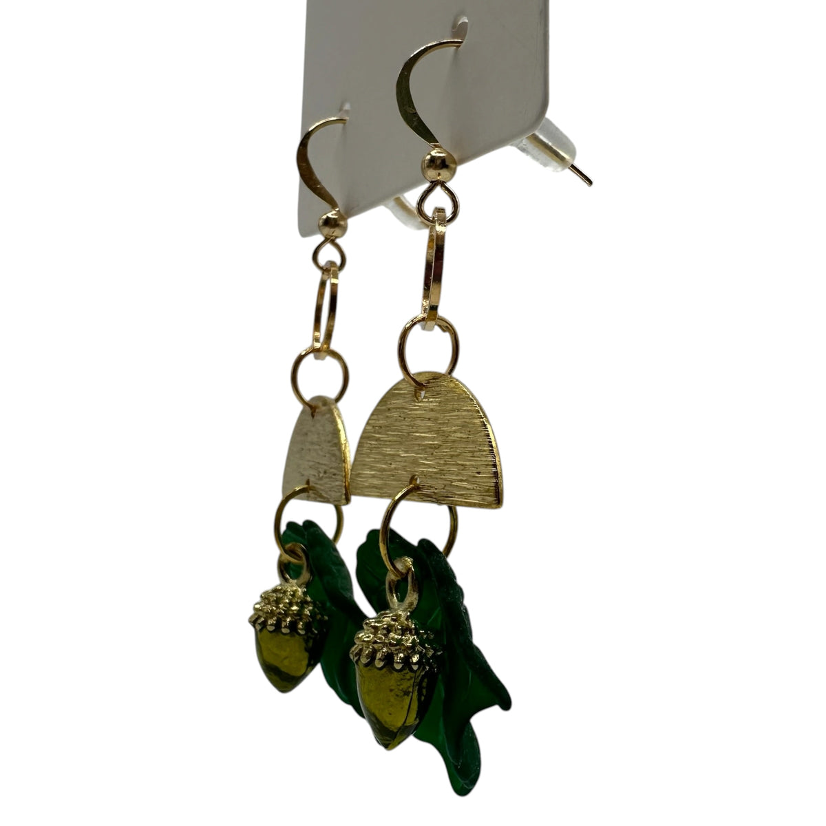 Oak & Ivy Acorn Earrings – champagne gold-tone leaf and acorn charm earrings
