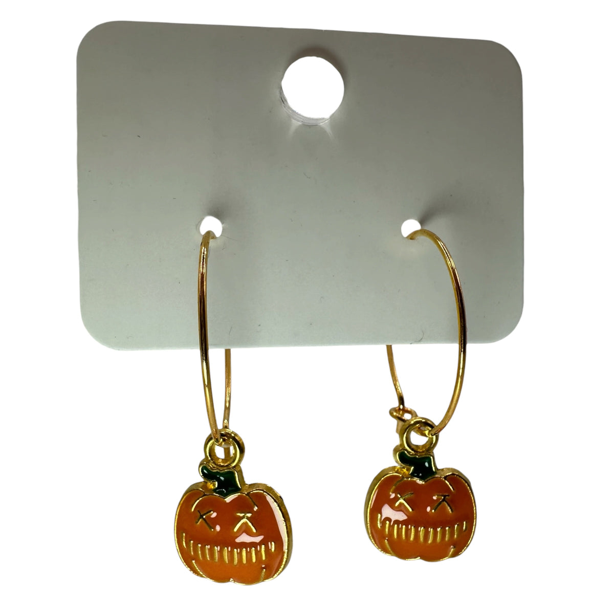 Carved Pumpkin Charm Earrings
