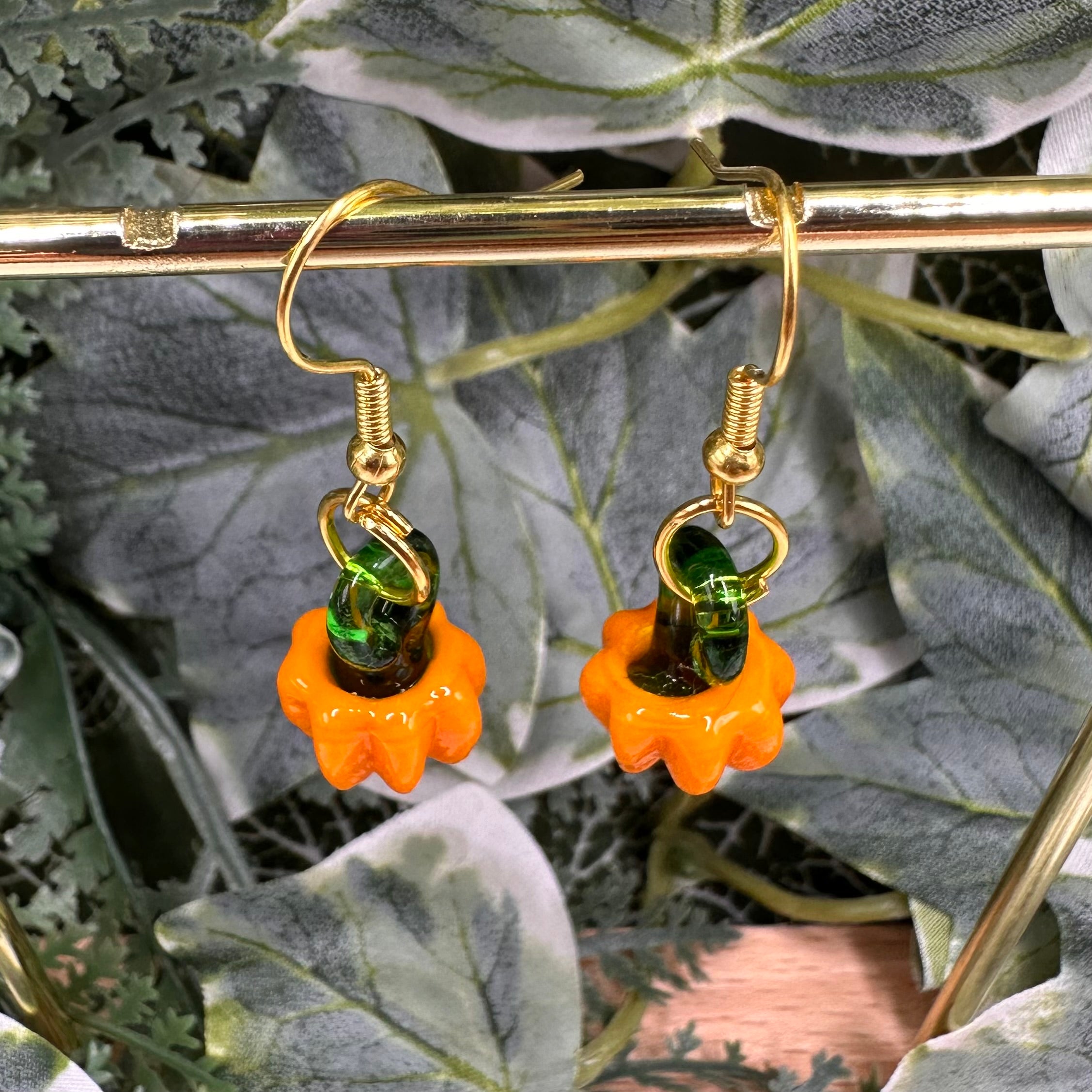 Glass Pumpkin Charm Earrings