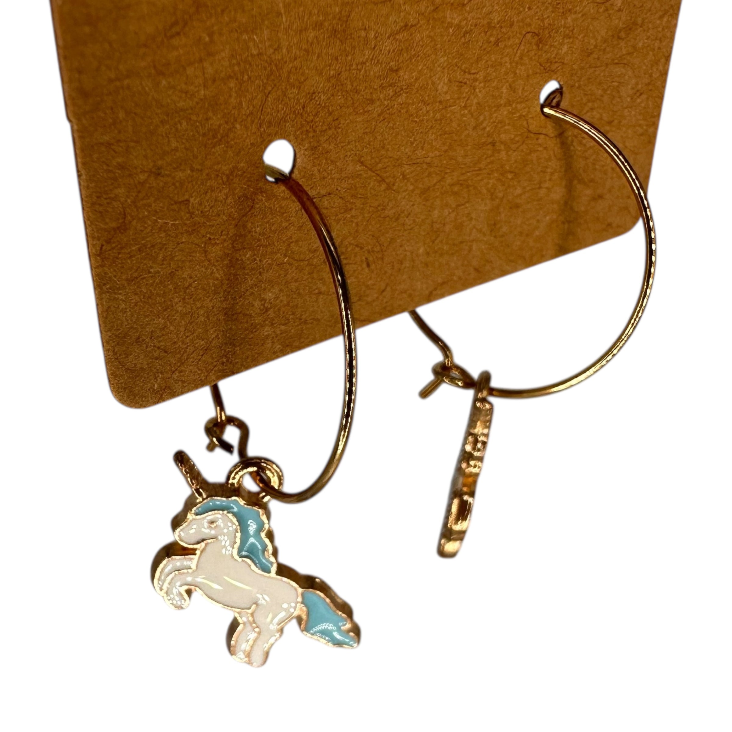 Blue & White Unicorn Charm Earrings