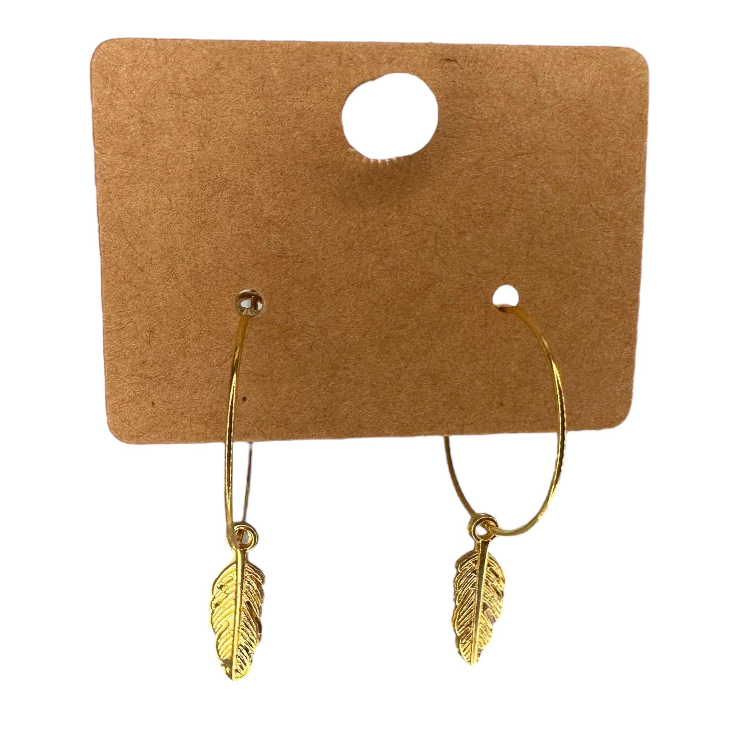Mini Gold Feather Charm Earrings