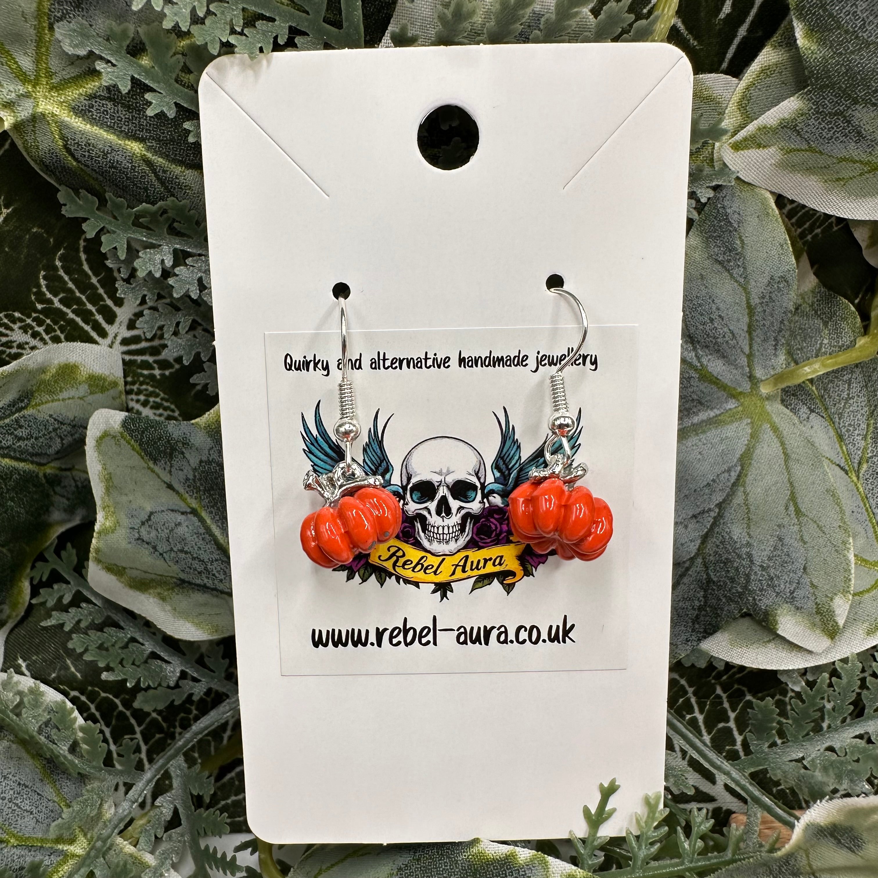 Orange Pumpkin Charm Earrings