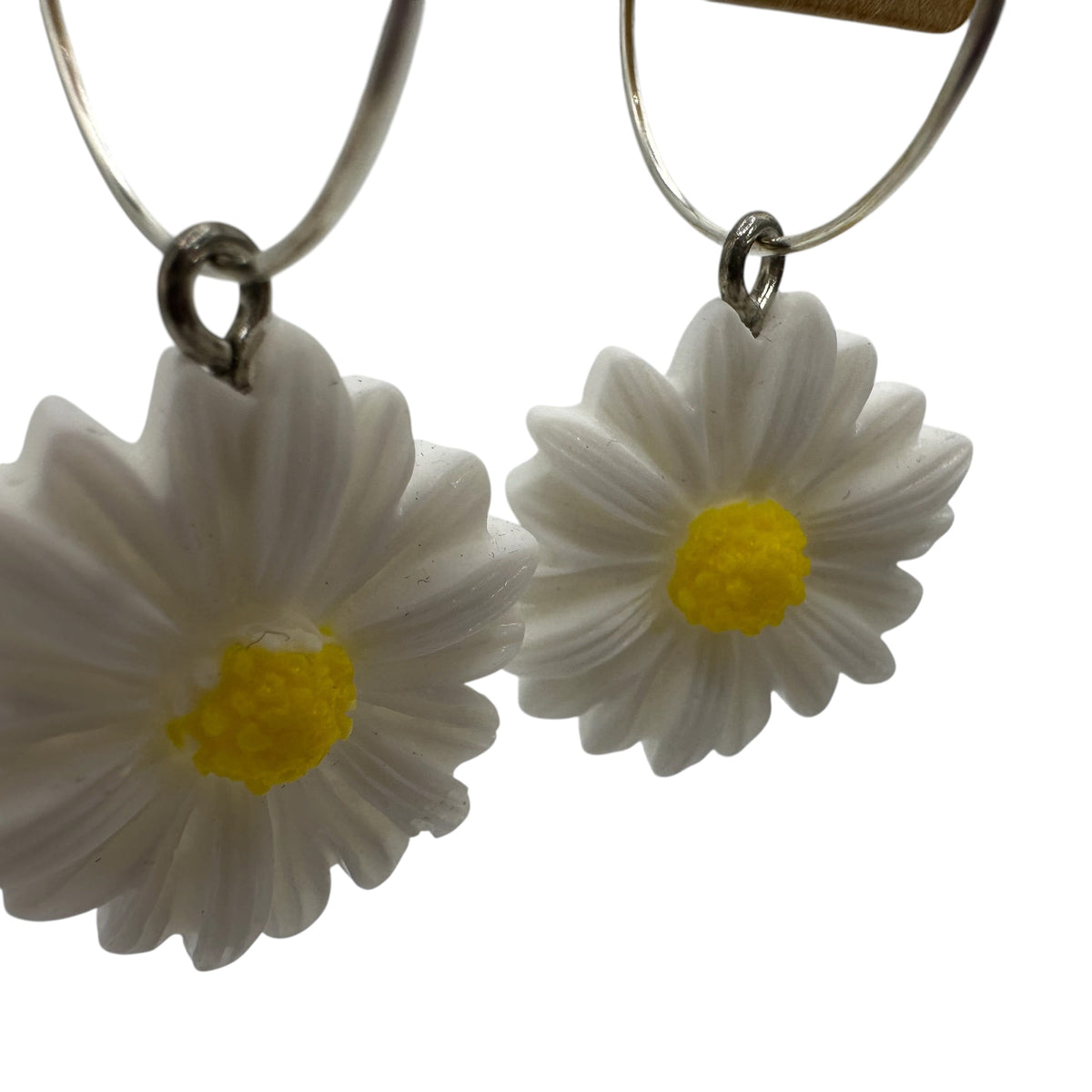 White Daisy Charm Earrings